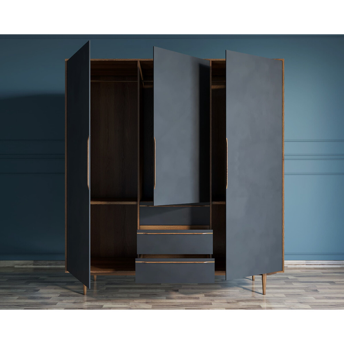 Шкаф в скандинавском стиле Bruni Black 3  единый размер черный LaRedoute - фото 3