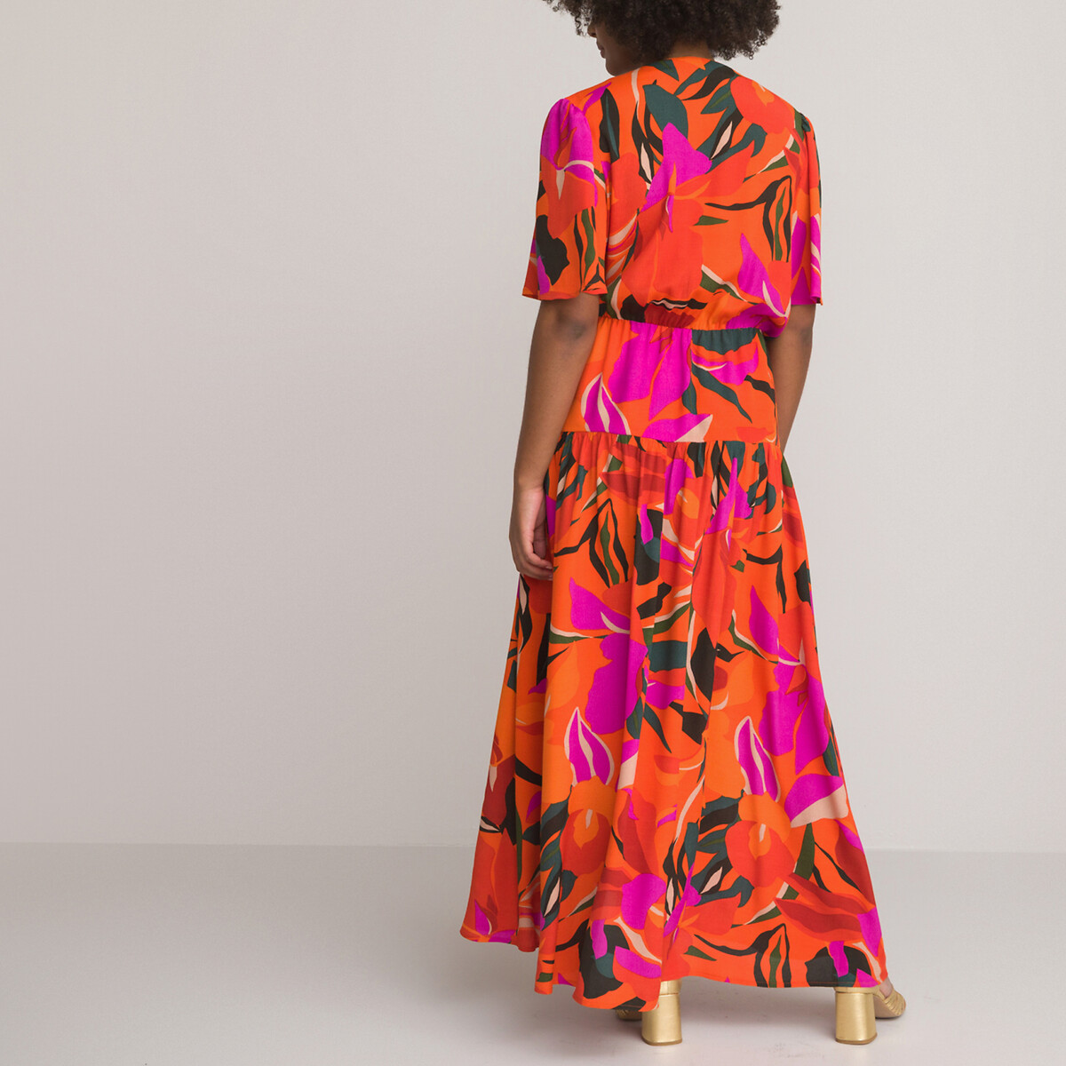 Платье Длинное прямого покроя с цветочным принтом 50 каштановый LaRedoute, размер 50 - фото 4