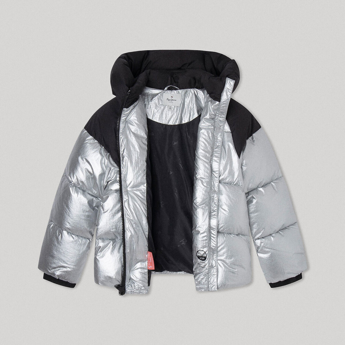 Куртка Стеганая с капюшоном двухцветная 10 лет - 138 см черный LaRedoute, размер 10 лет - 138 см - фото 2
