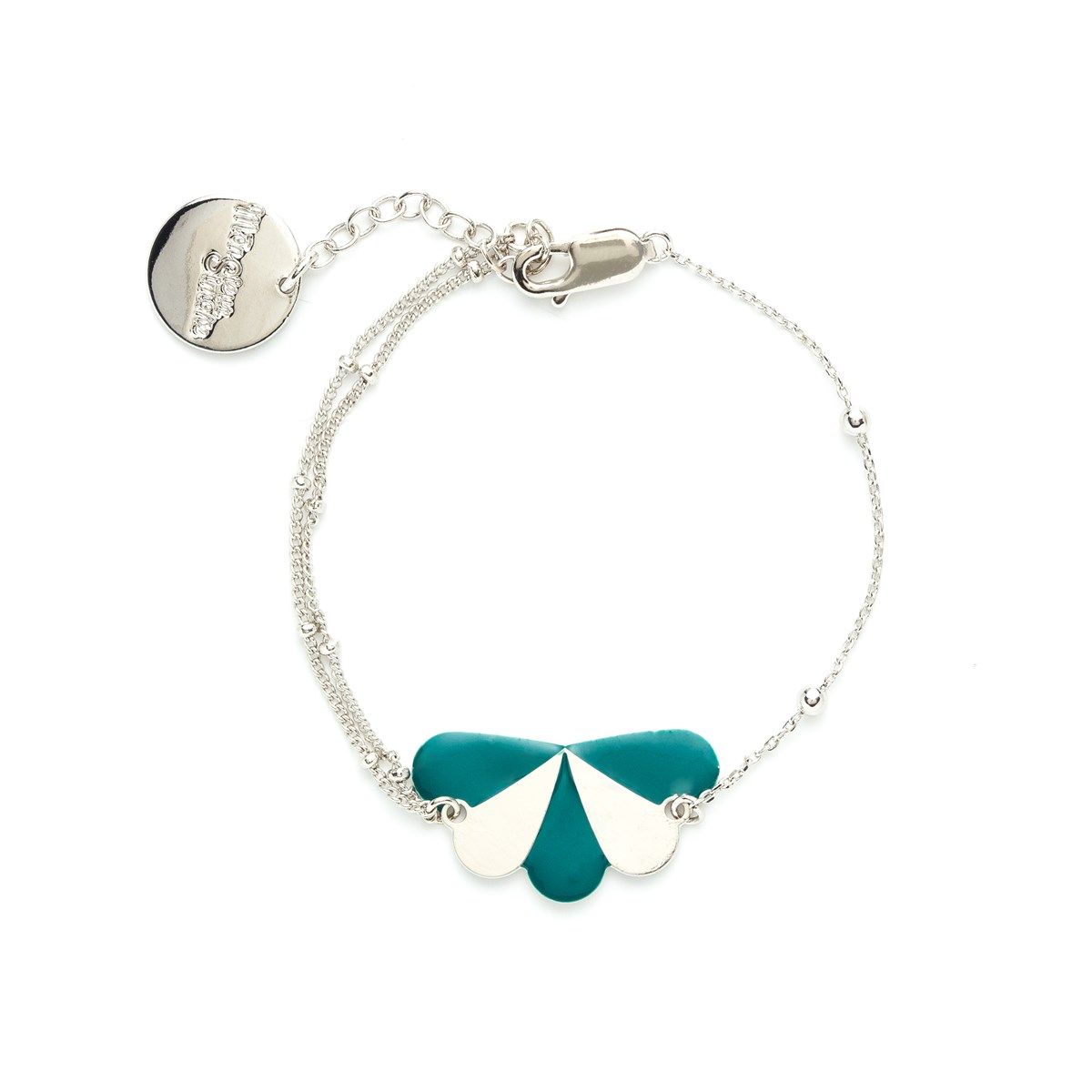 Bracelet plaqué argent rayures émaillé MILO