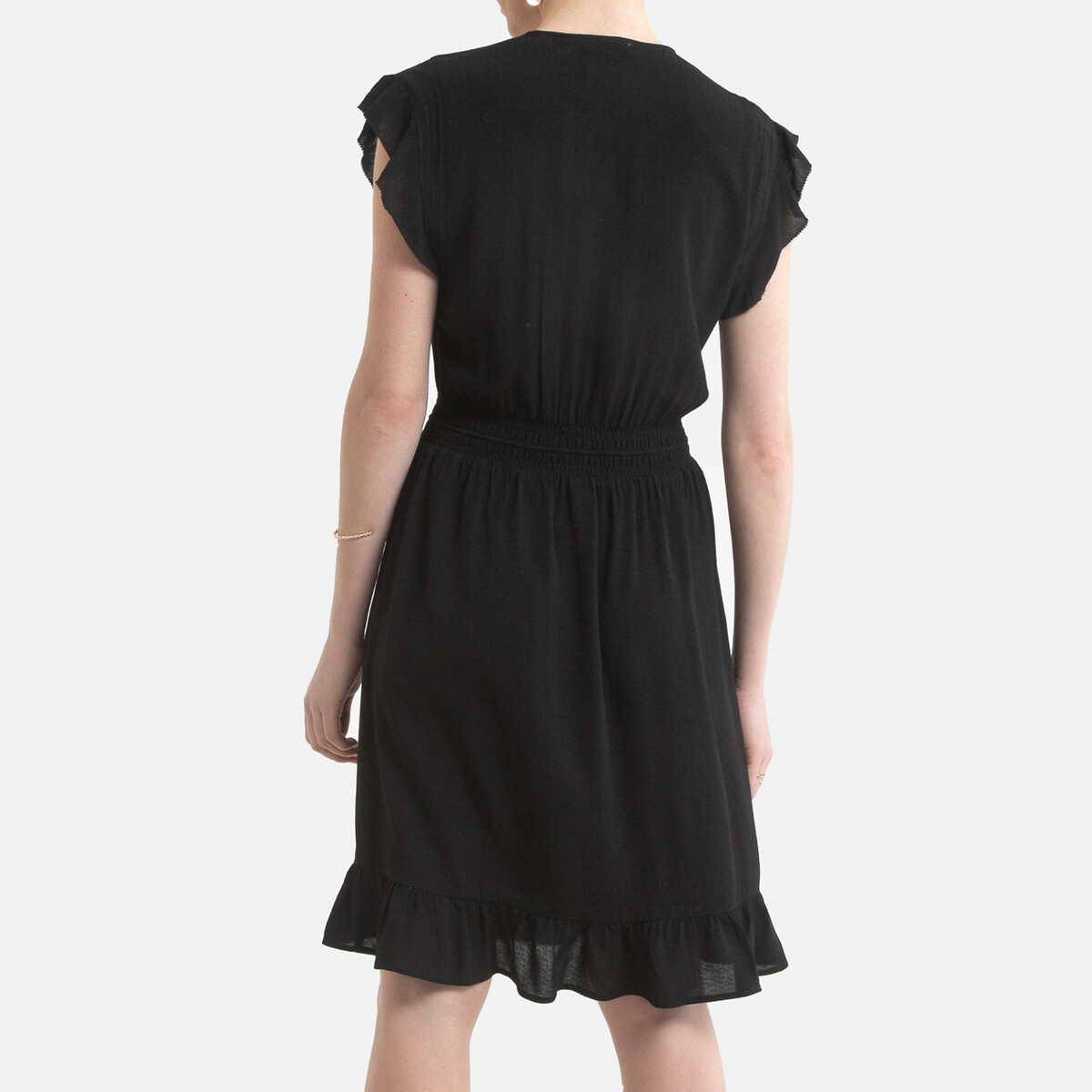 Платье LaRedoute Короткое с короткими рукавами V-образный вырез 1(S) черный, размер 1(S) Короткое с короткими рукавами V-образный вырез 1(S) черный - фото 4