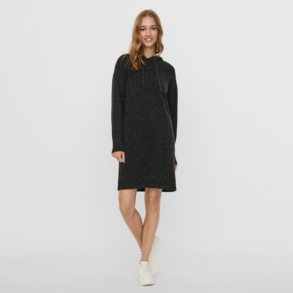 Платье-пуловер LaRedoute С капюшоном S черный, размер S - фото 2