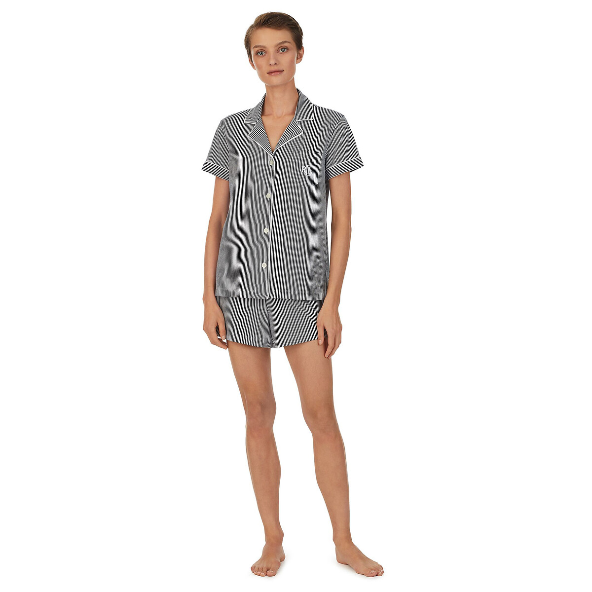 Пижама С короткими рукавами из хлопка в полоску XL синий