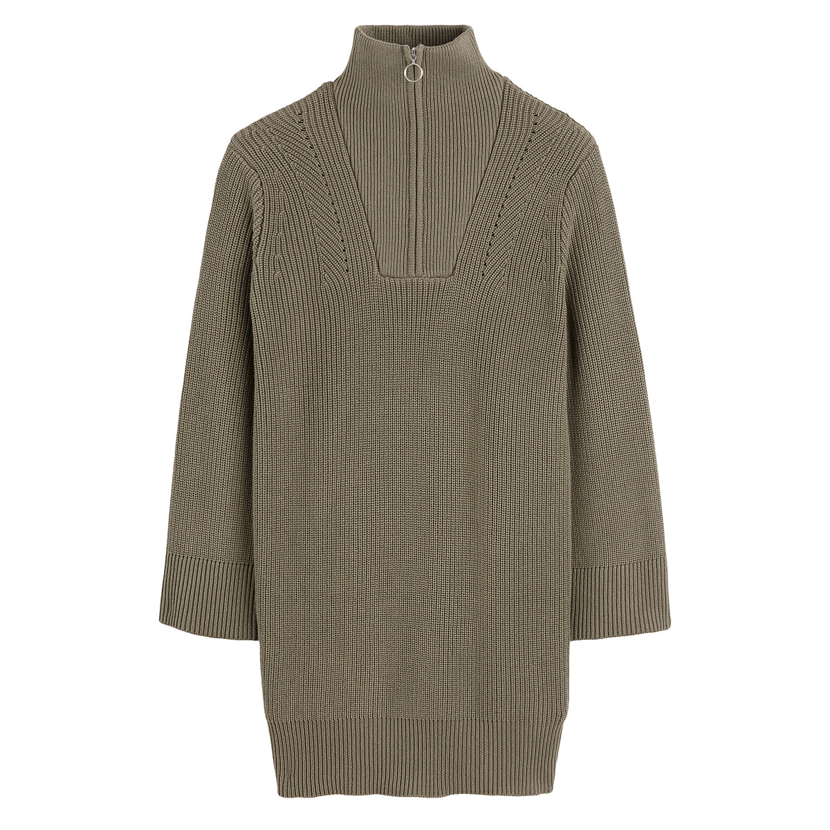 Платье-пуловер Короткое с воротником-стойкой длинные рукава XS зеленый LaRedoute, размер XS - фото 5