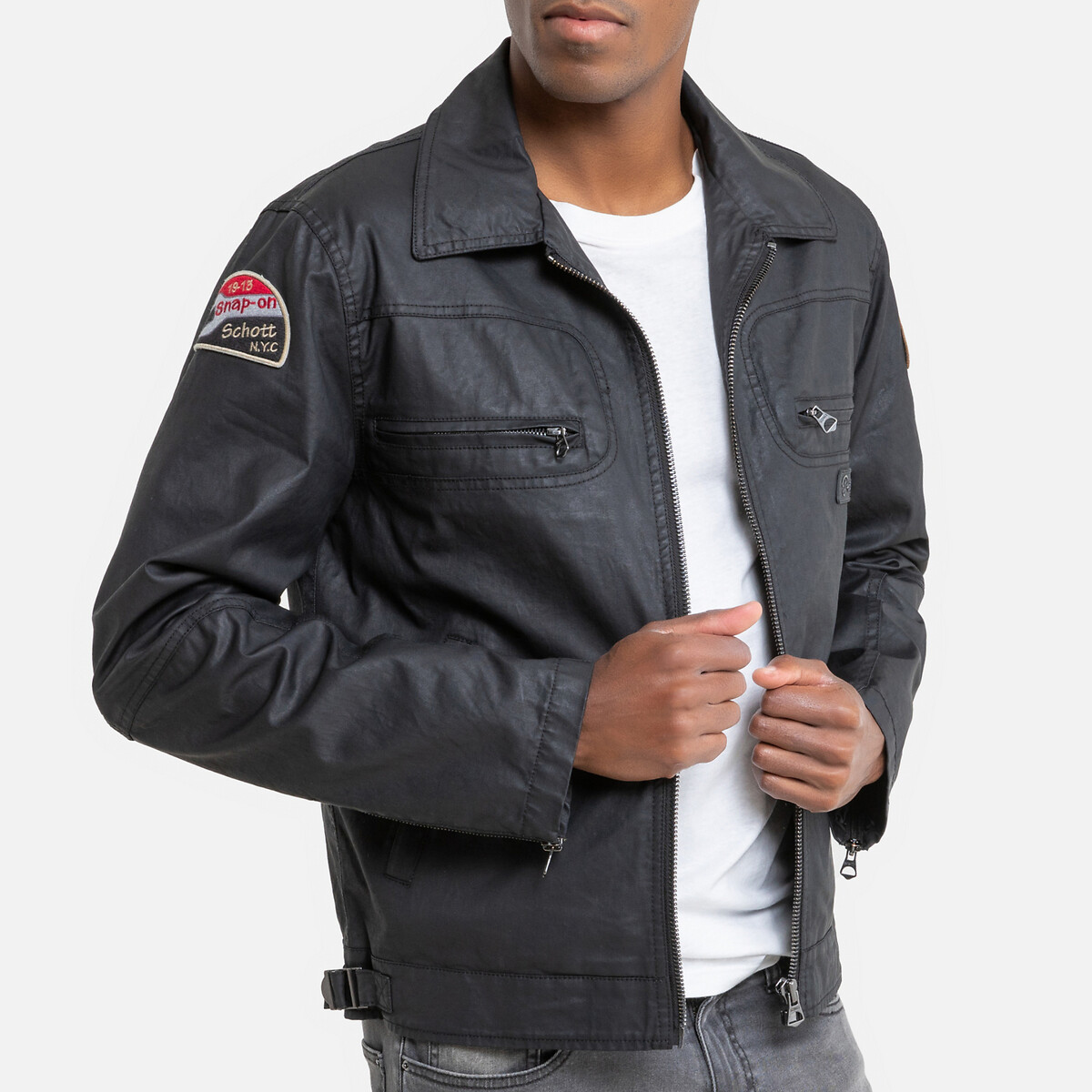Куртка LaRedoute На молнии с рубашечным воротником Rivetts 3XL черный, размер 3XL - фото 1