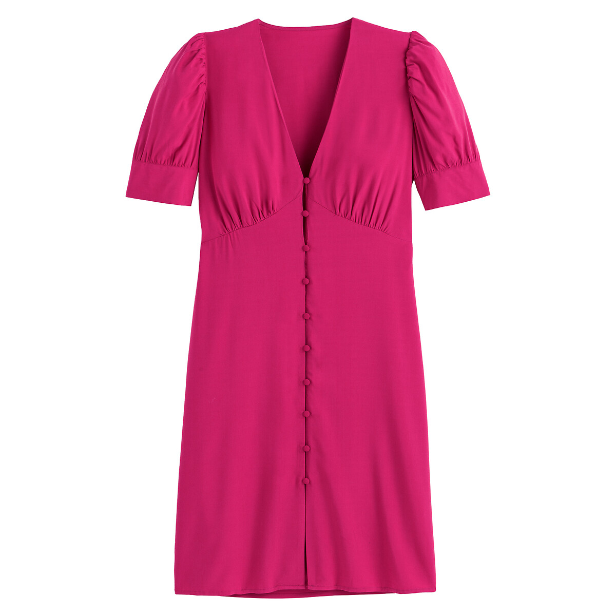 Платье LA REDOUTE COLLECTIONS Короткое с v-образным вырезом и короткими рукавами 44 розовый, размер 44 - фото 5