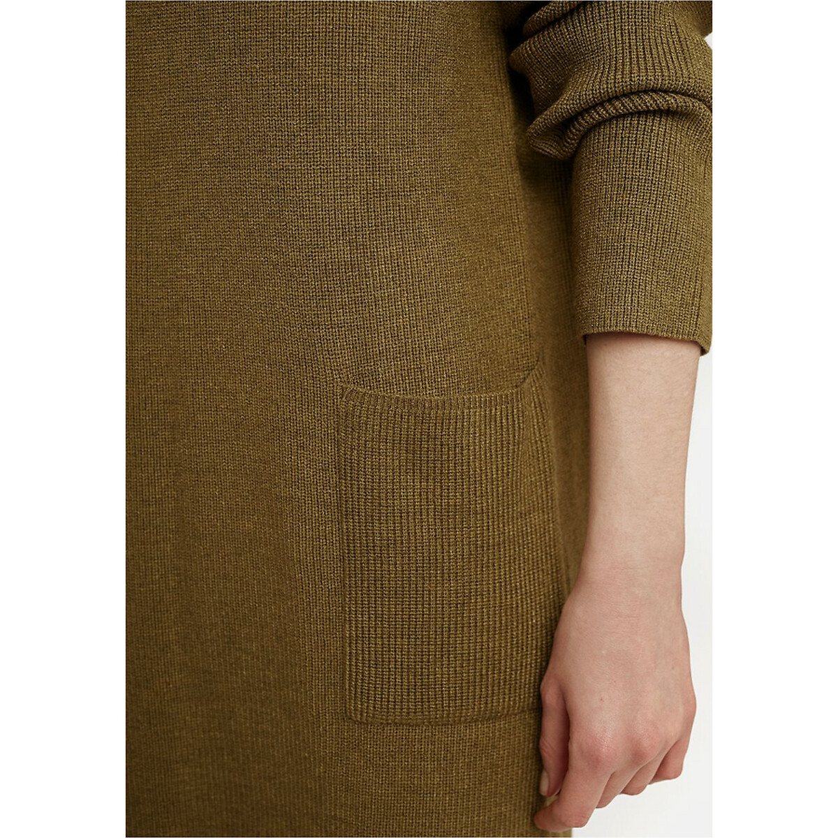 Платье-пуловер La Redoute Короткое 2 кармана S зеленый, размер S - фото 5