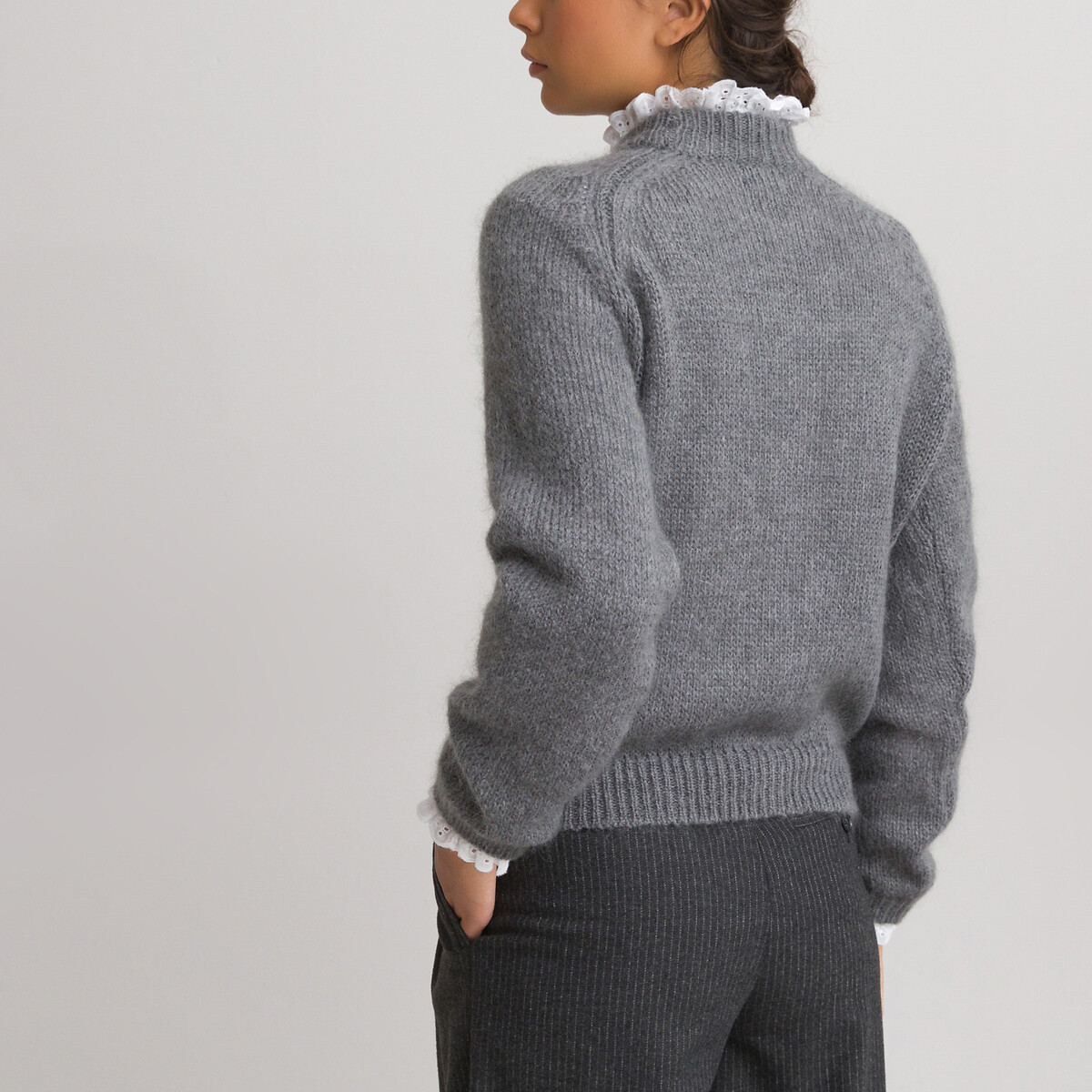 Пуловер LaRedoute С круглым вырезом S серый, размер S - фото 4