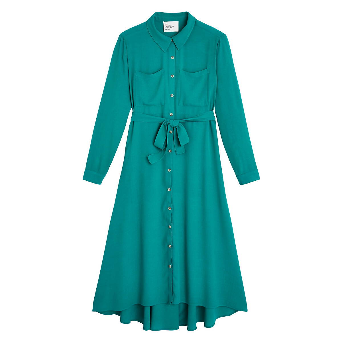 Платье La Redoute Длинное на пуговицах из крепа RAMEN L зеленый, размер L - фото 1