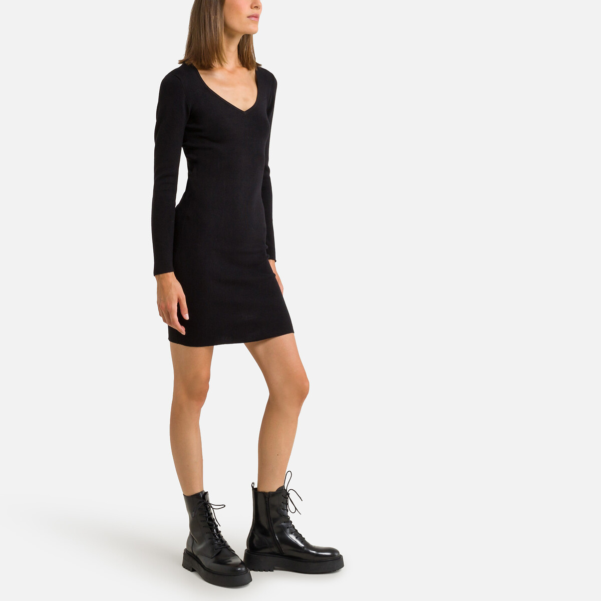 Платье-пуловер JDY Платье-пуловер С V-образным вырезом XS черный, размер XS - фото 1