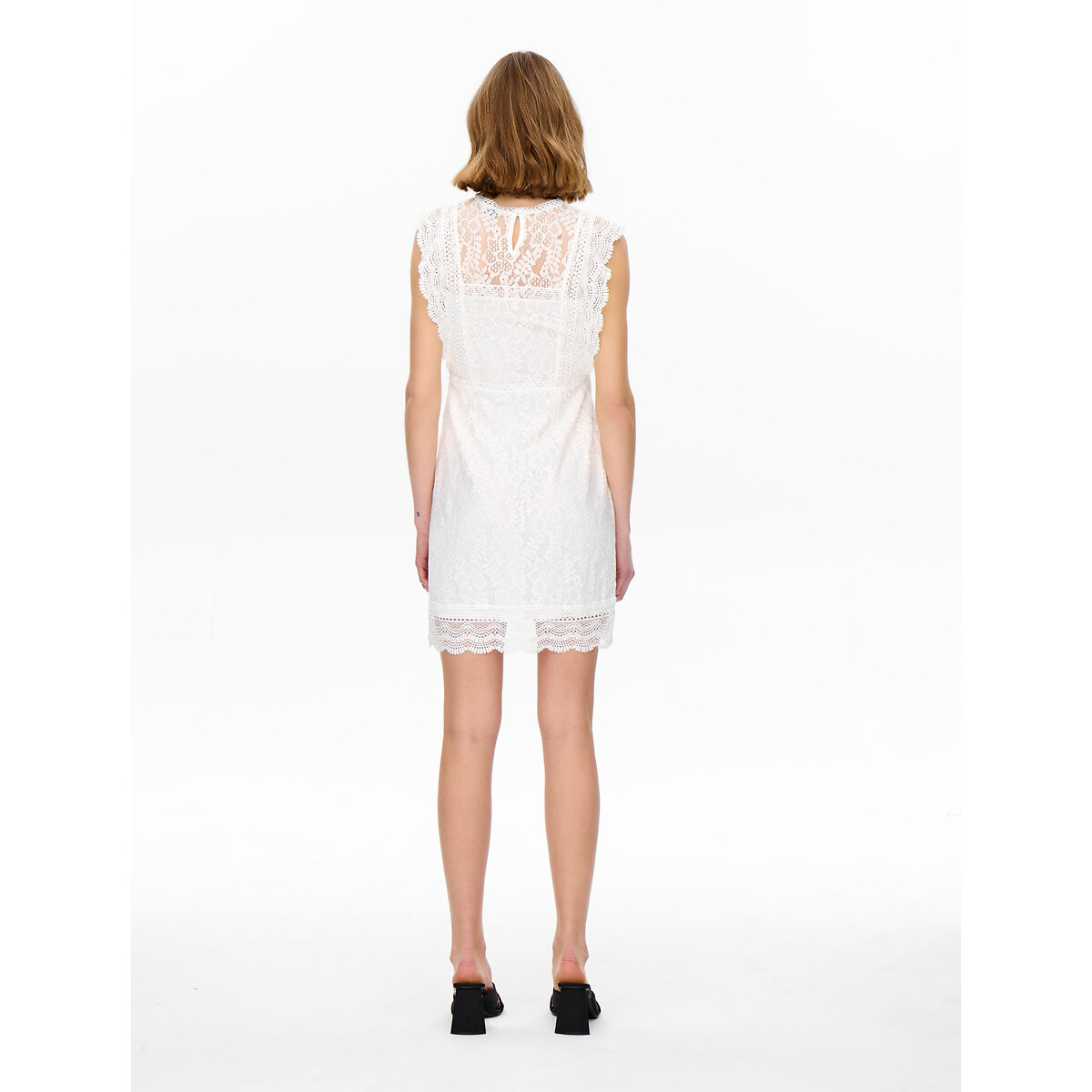 Платье Короткое облегающее из кружева S белый LaRedoute, размер S - фото 3