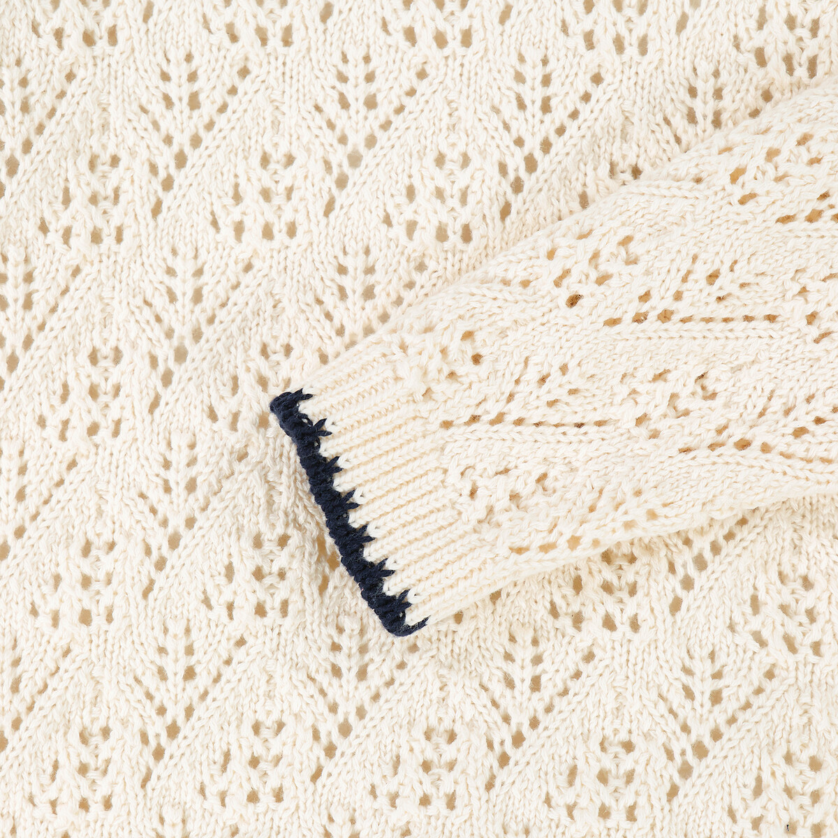 Пуловер с круглым вырезом из тонкого ажурного трикотажа  3 года - 94 см бежевый LaRedoute, размер 3 года - 94 см - фото 4
