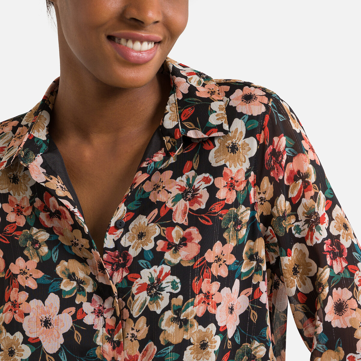 Блузка VERO MODA Блузка С принтом V-образный вырез S разноцветный, размер S - фото 3