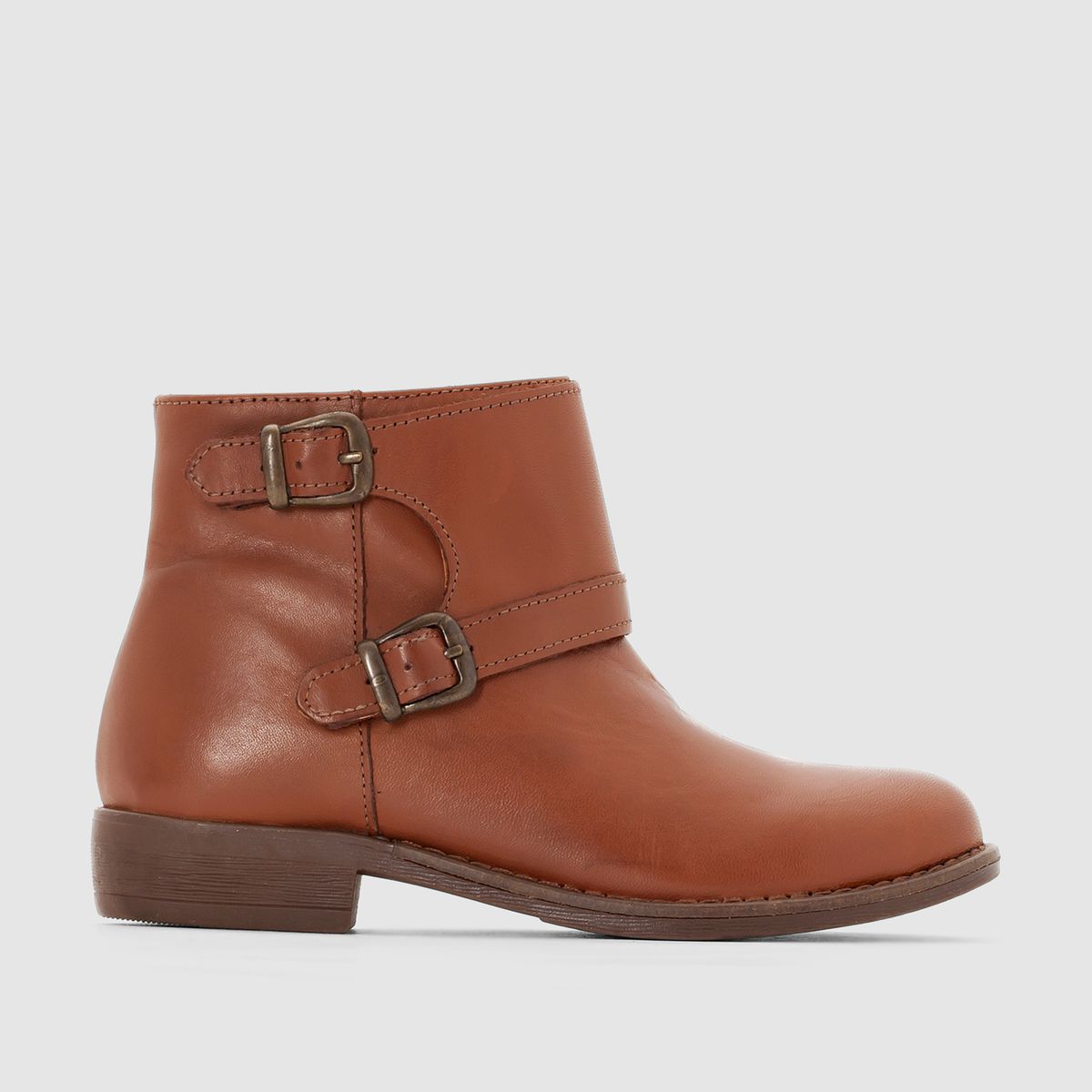 Boots cuir (vachette), zippées et double bride
