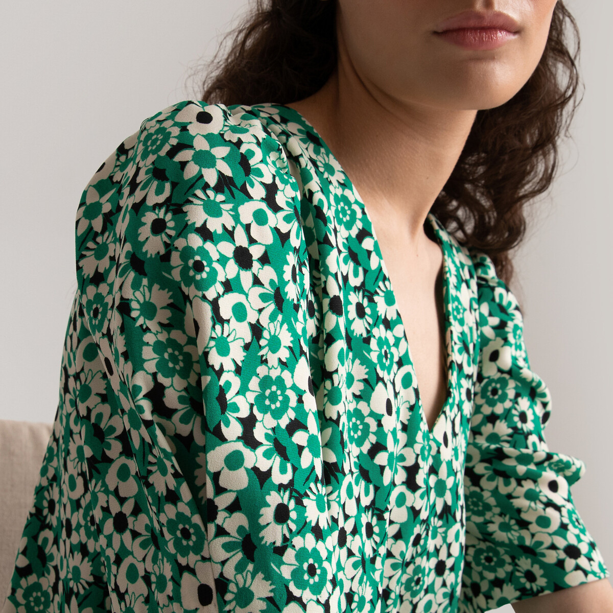 Платье Короткое с V-образным вырезом 50 зеленый LaRedoute, размер 50 - фото 3