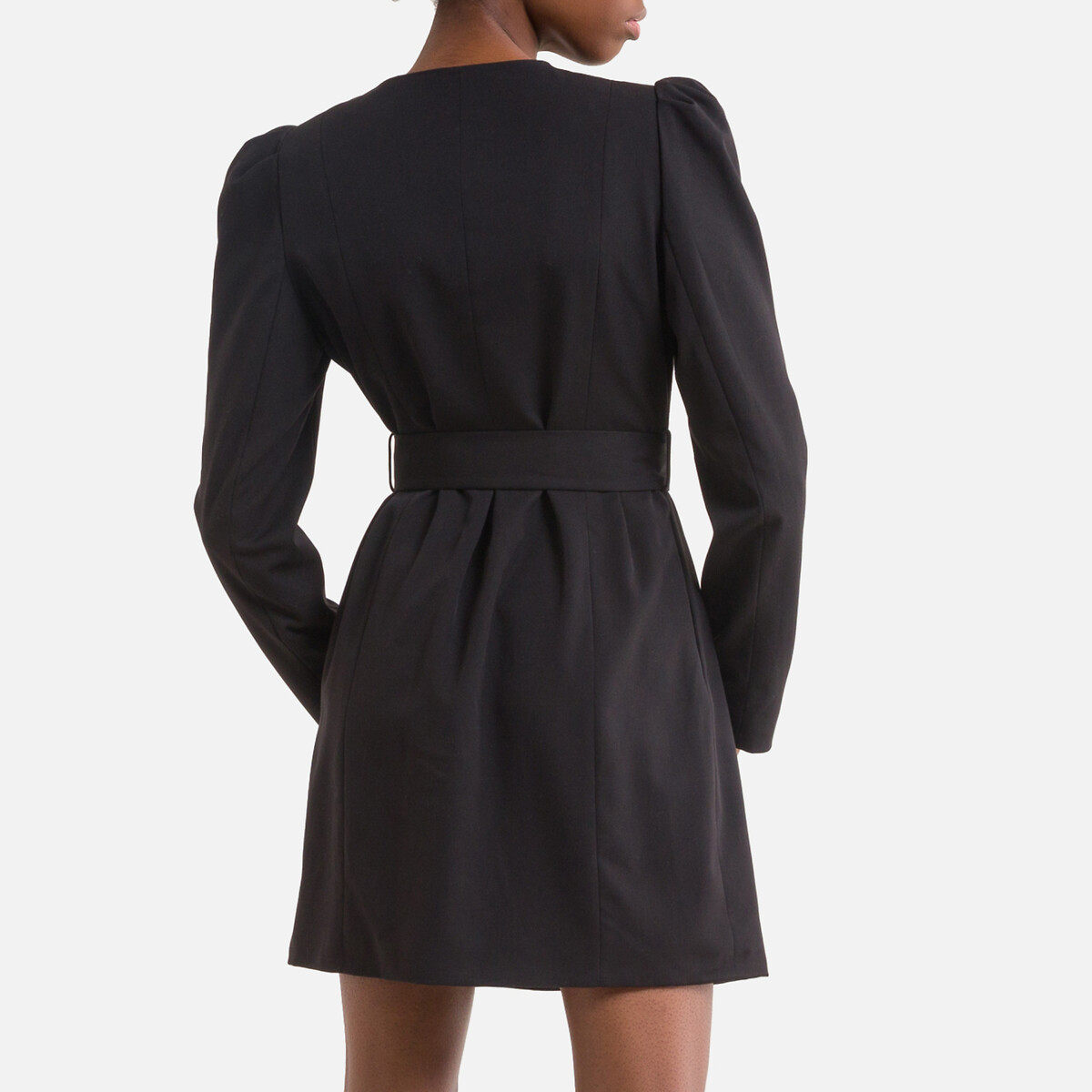 Платье LaRedoute Короткое V-образный вырез эполеты 44 черный, размер 44 - фото 4