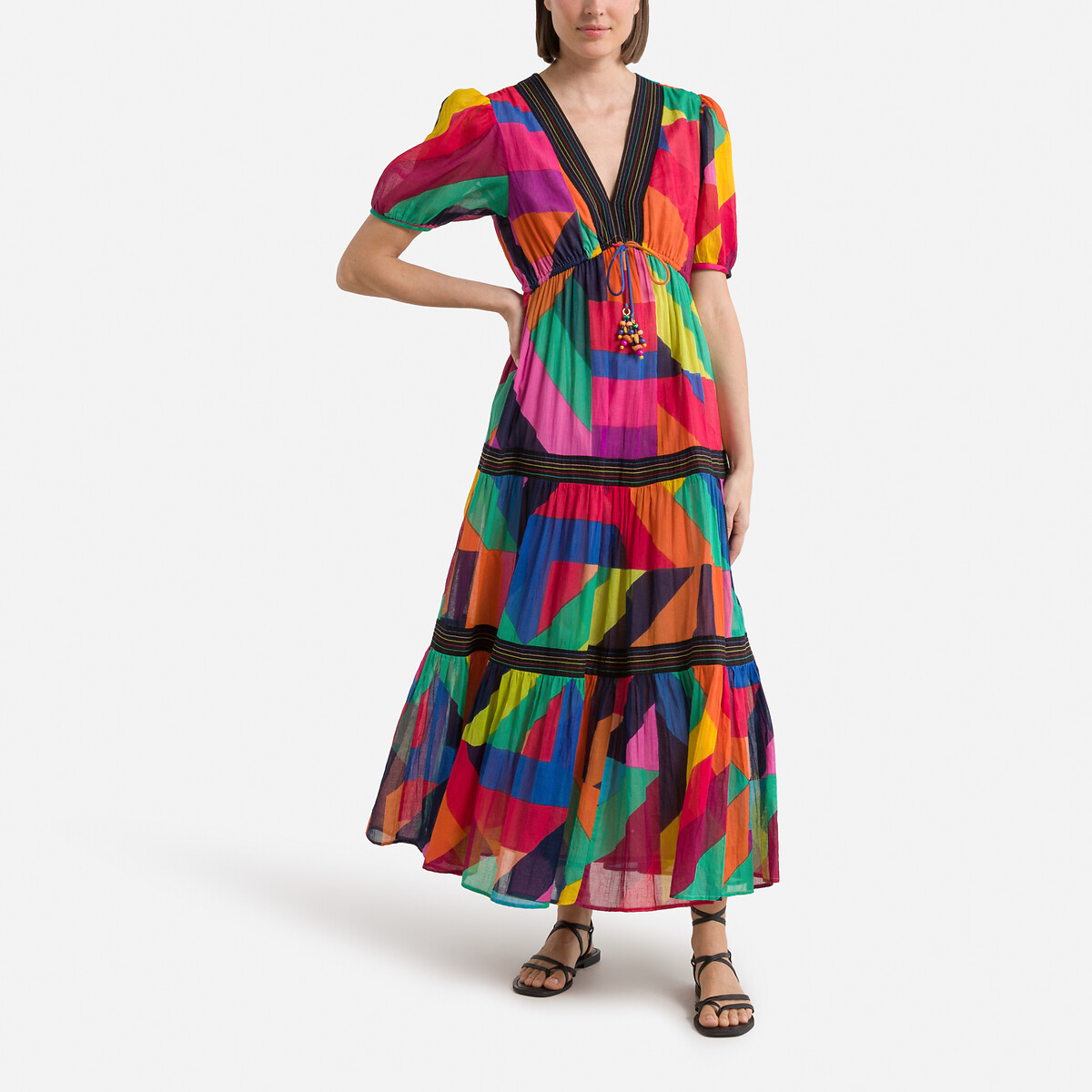 Платье Длинное с короткими рукавами Cairo S разноцветный