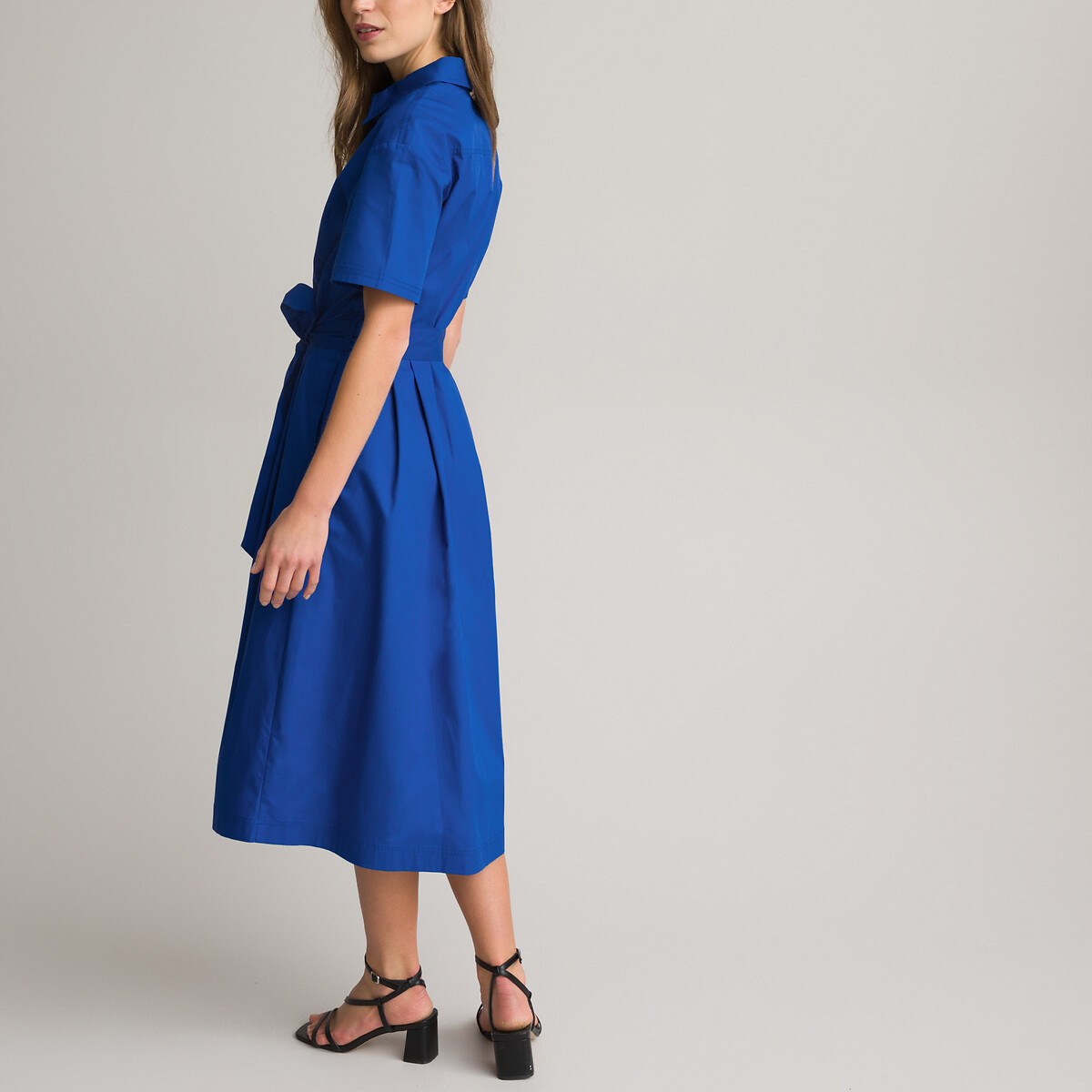 Платье-рубашка Длинное с ремешком 40 синий LaRedoute, размер 40 - фото 4