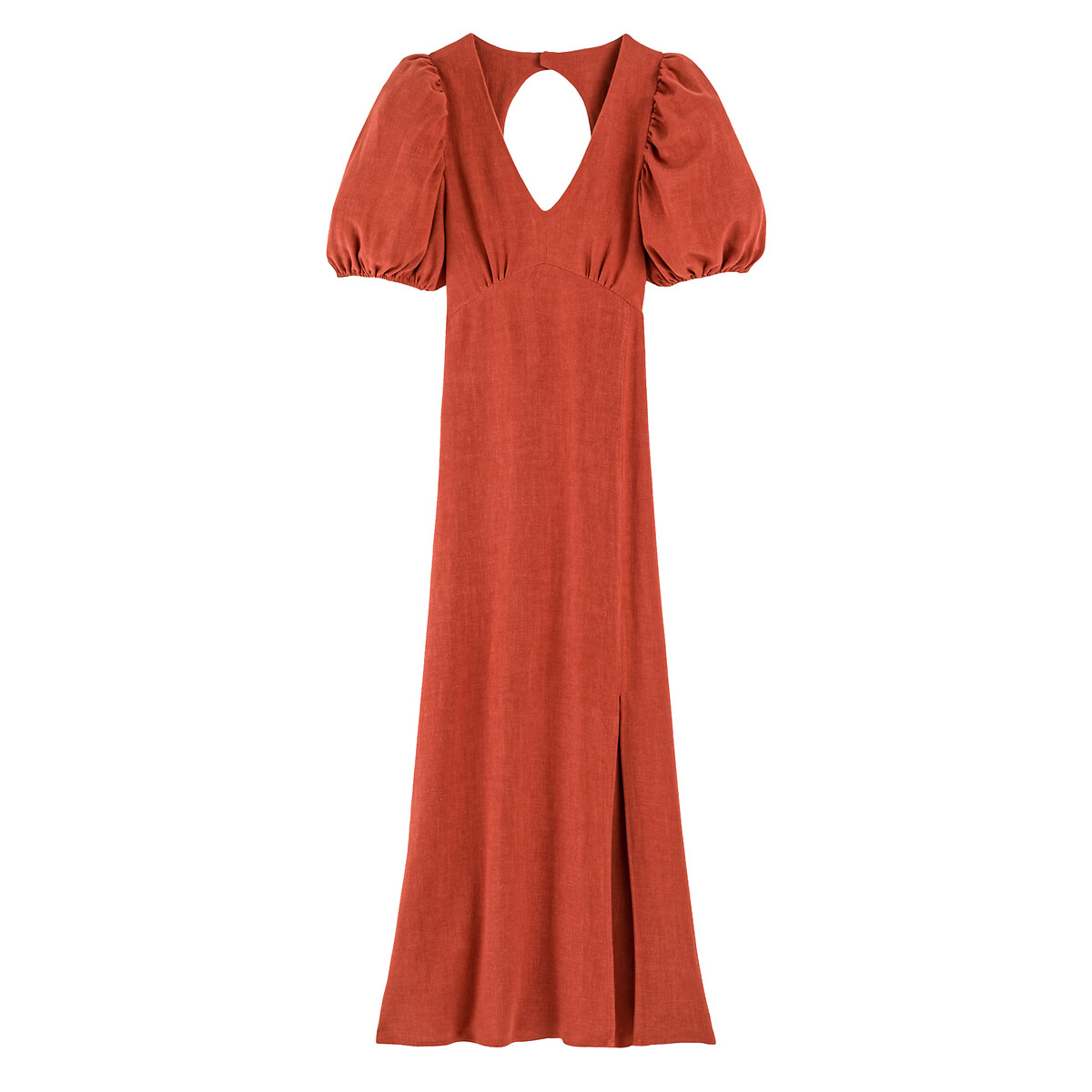 Платье LA REDOUTE COLLECTIONS Длинное расклешенное с V-образным вырезом декольте на спинке 46 каштановый, размер 46 - фото 5