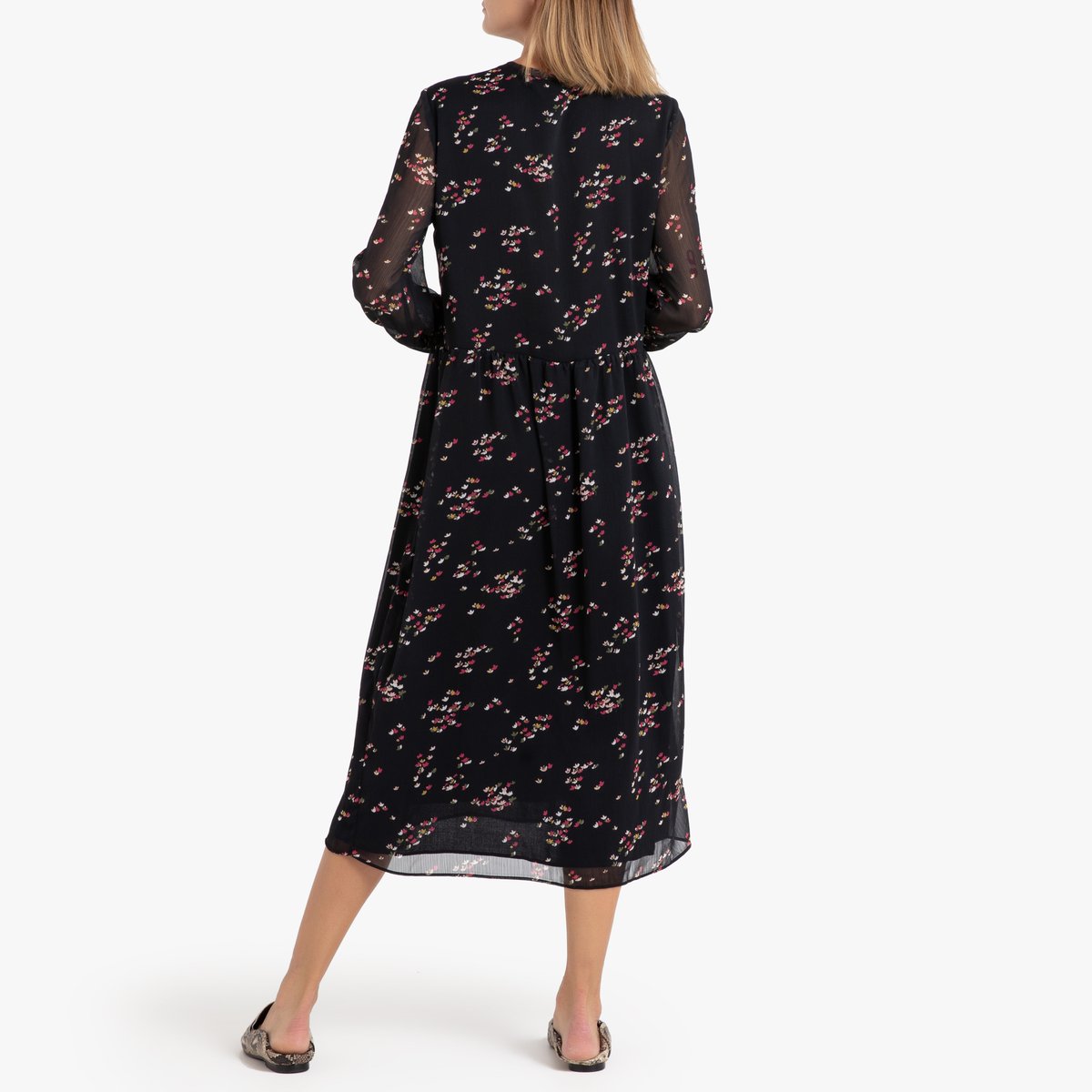 Платье La Redoute Длинное с рисунком COMETTE M черный, размер M - фото 3