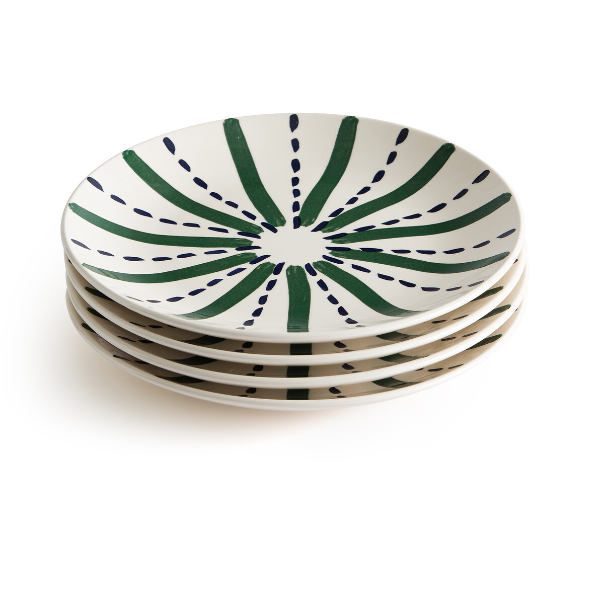Комплект из четырех тарелок плоских Из фаянса Riveri единый размер зеленый
