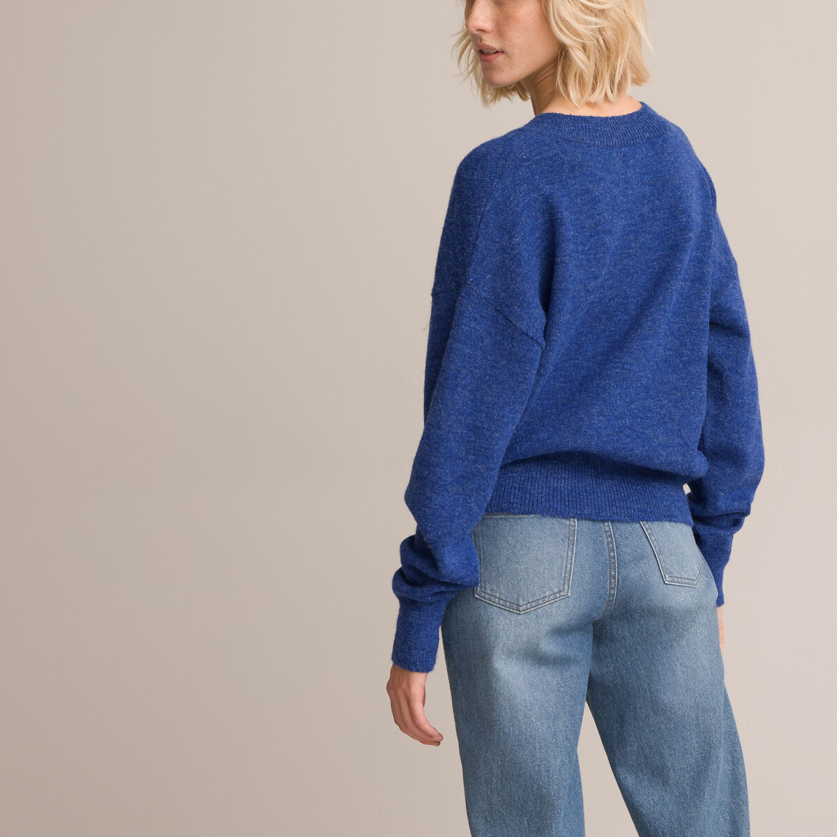 Пуловер LA REDOUTE COLLECTIONS Пуловер С V-образным вырезом из плотного трикотажа XL синий, размер XL - фото 3