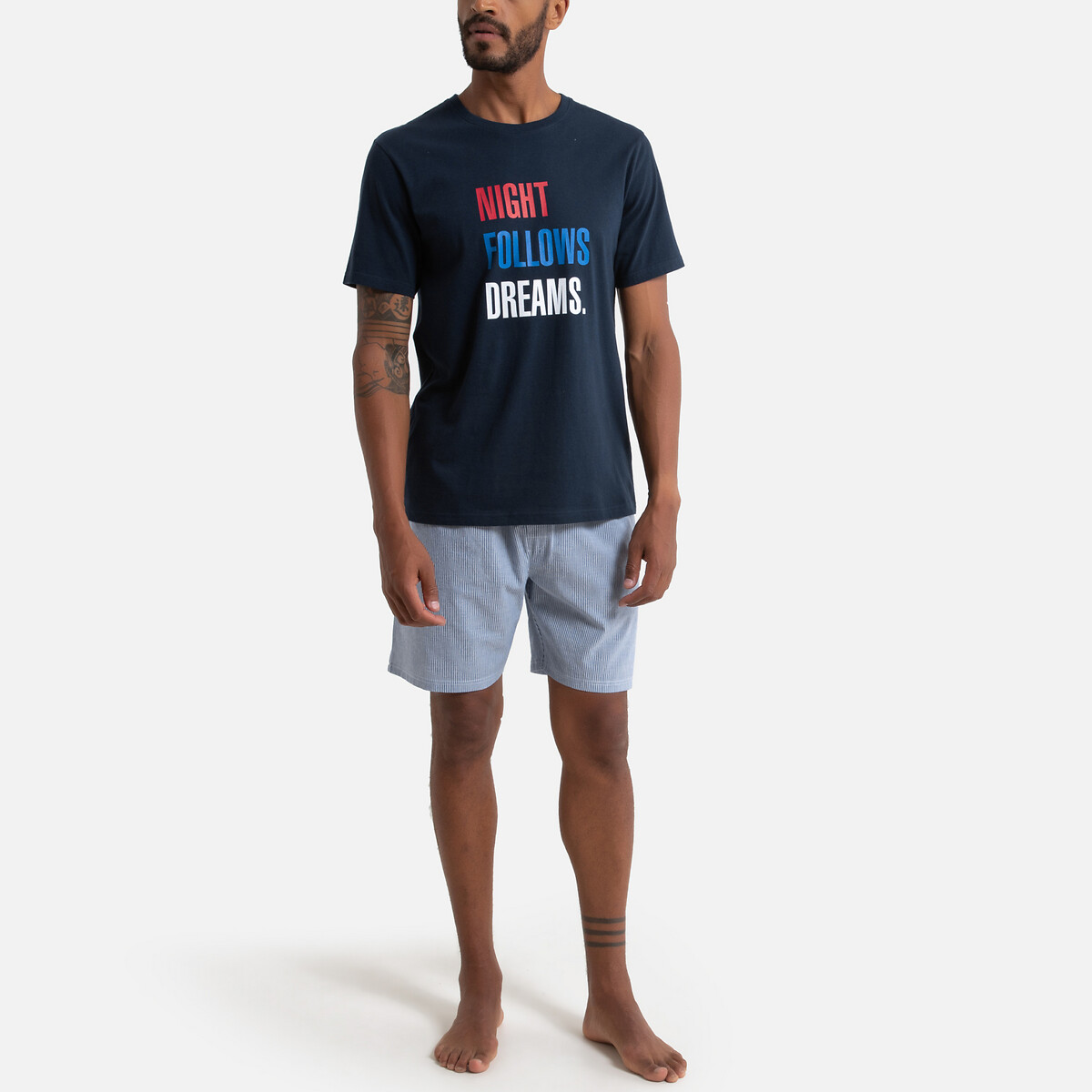 

Пижама LaRedoute, Синий, С шортам в полоску XXL синий
