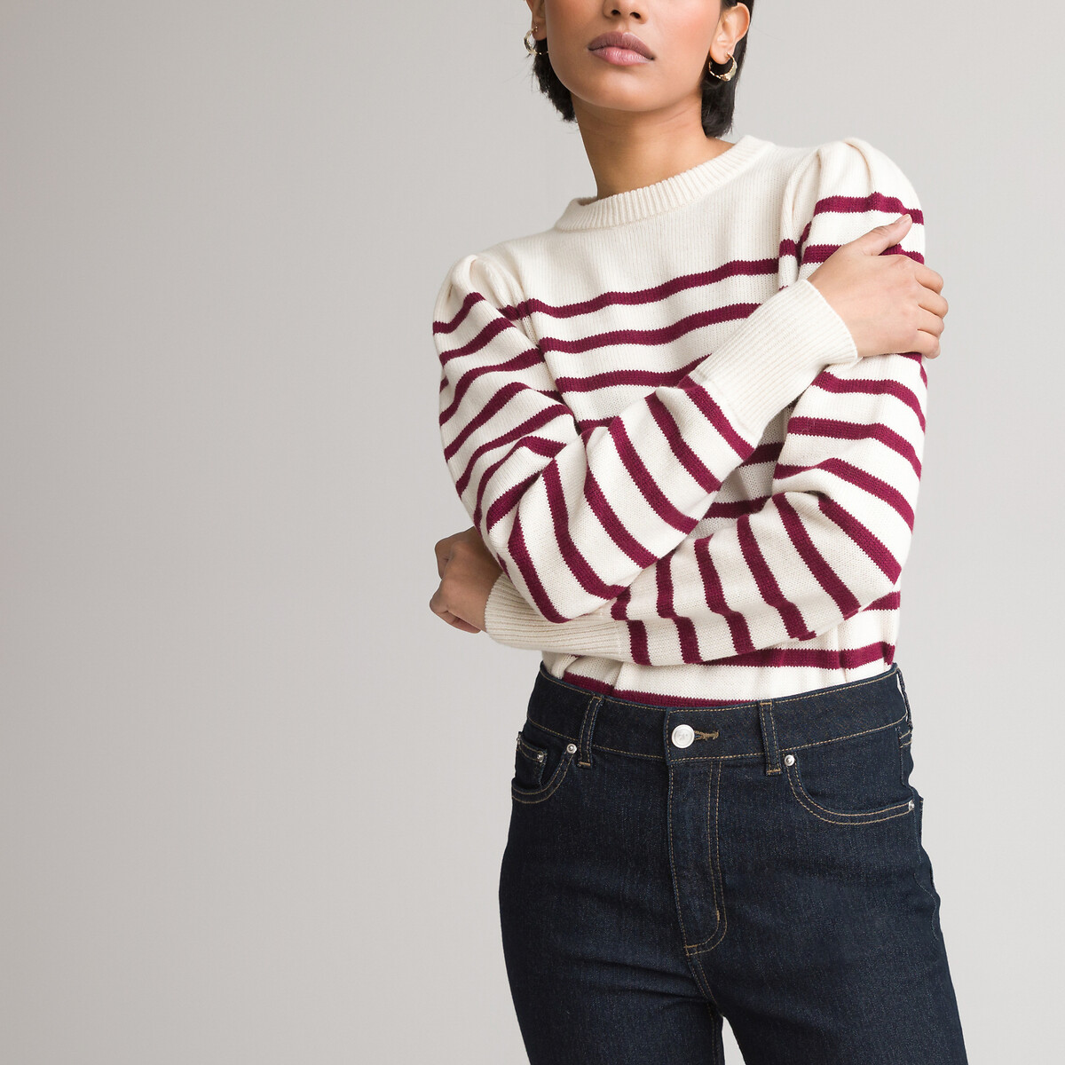 Пуловер LA REDOUTE COLLECTIONS В полоску с круглым вырезом и длинными рукавами M другие, размер M - фото 3