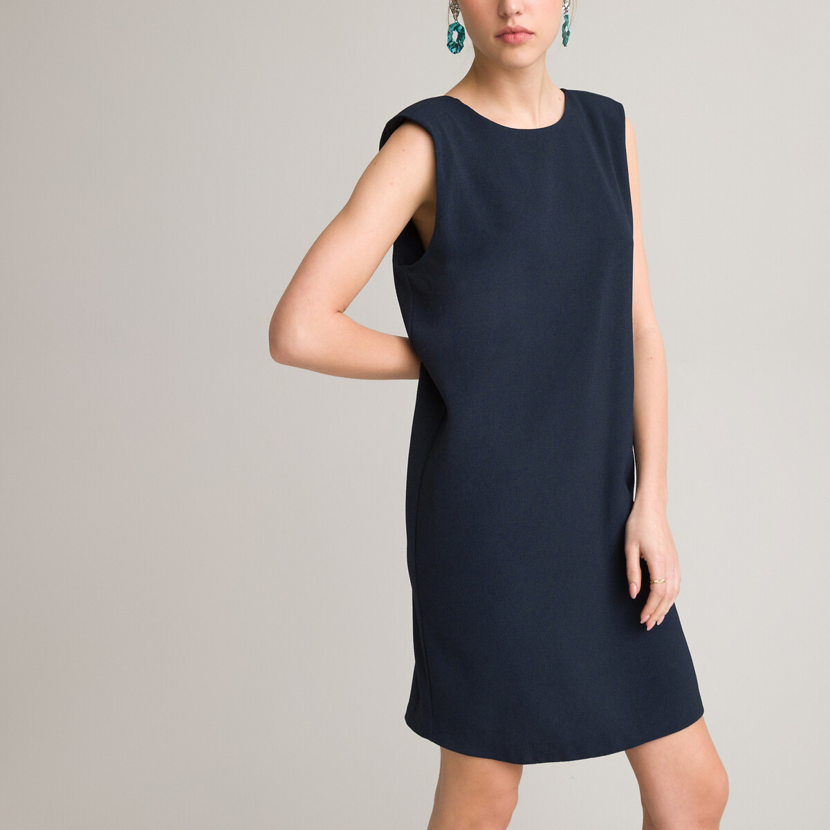 Платье С круглым вырезом без рукавов 42 синий
