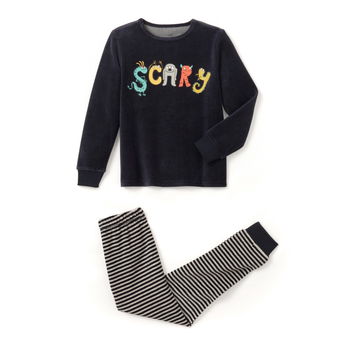 Пижама из велюра с принтом ''scary'' 2-12 лет