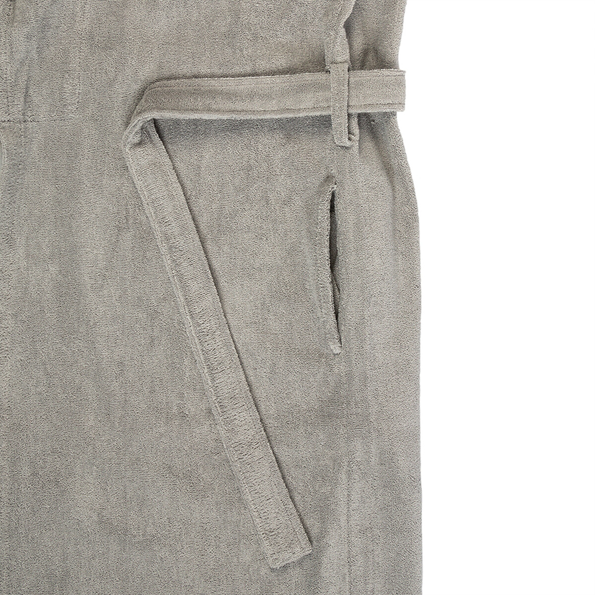 Халат махровый из чесаного хлопка из коллекции Essential  L серый LaRedoute, размер L - фото 2