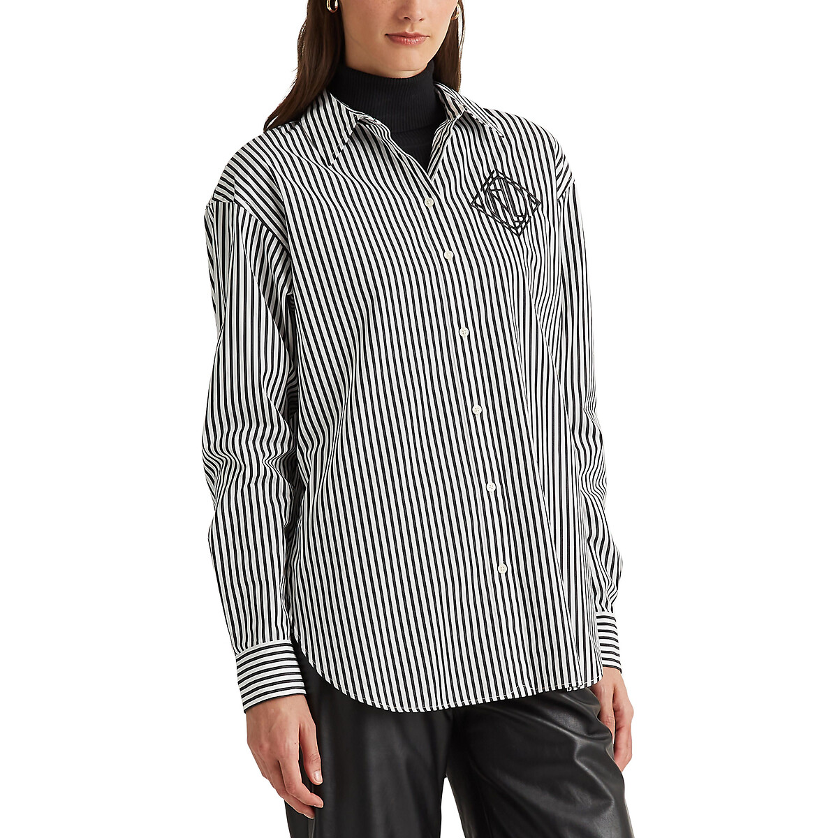 Блузка В полоску с длинными рукавами XS черный