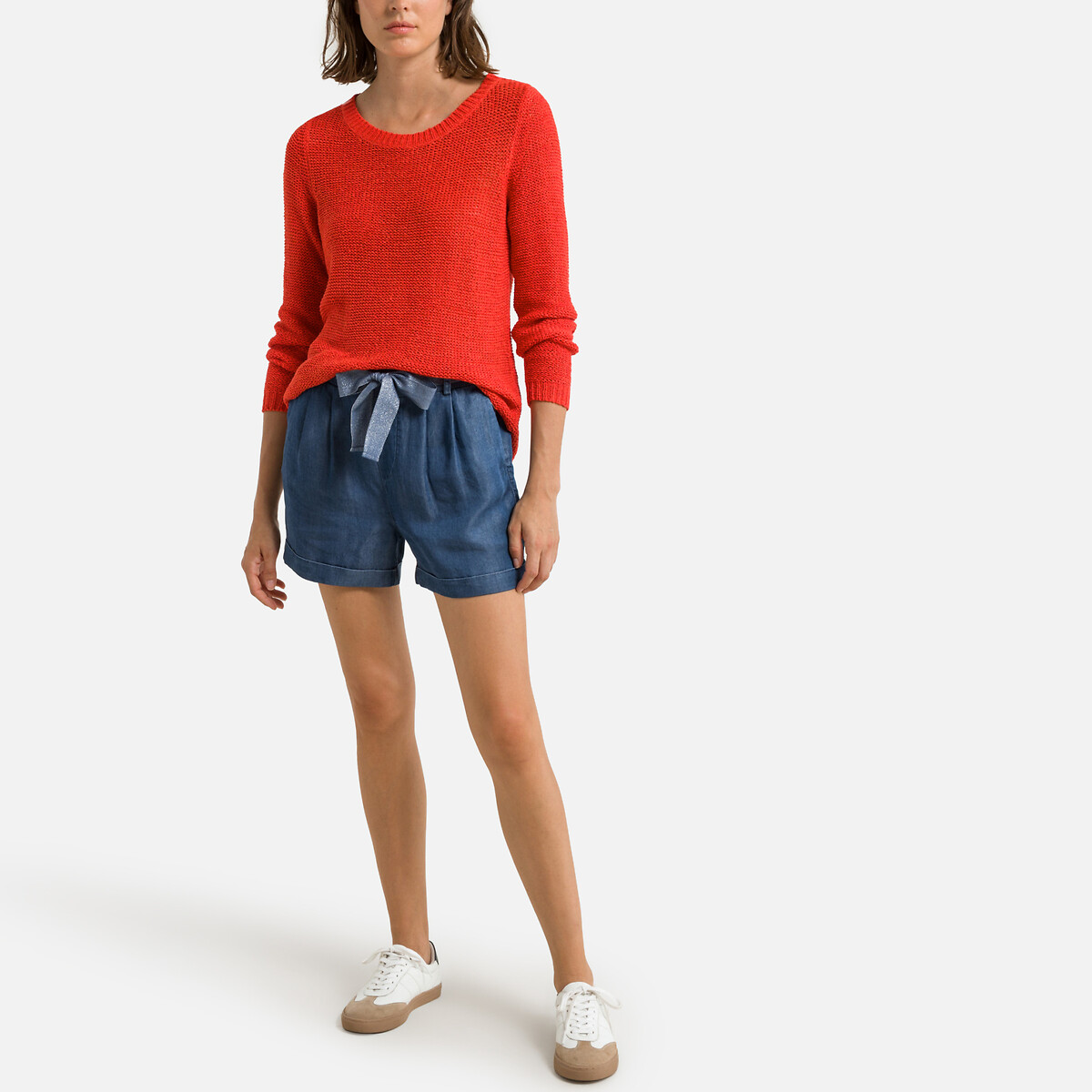 Пуловер ONLY Пуловер С вырезом-лодочкой из тонкого трикотажа XL красный, размер XL - фото 2