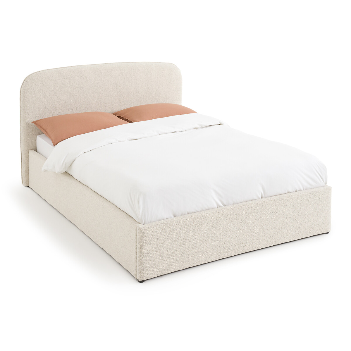 Кровать с ящиком из ткани букле с подъемным основанием Conto  140 x 190 см бежевый LaRedoute, размер 140 x 190 см - фото 2