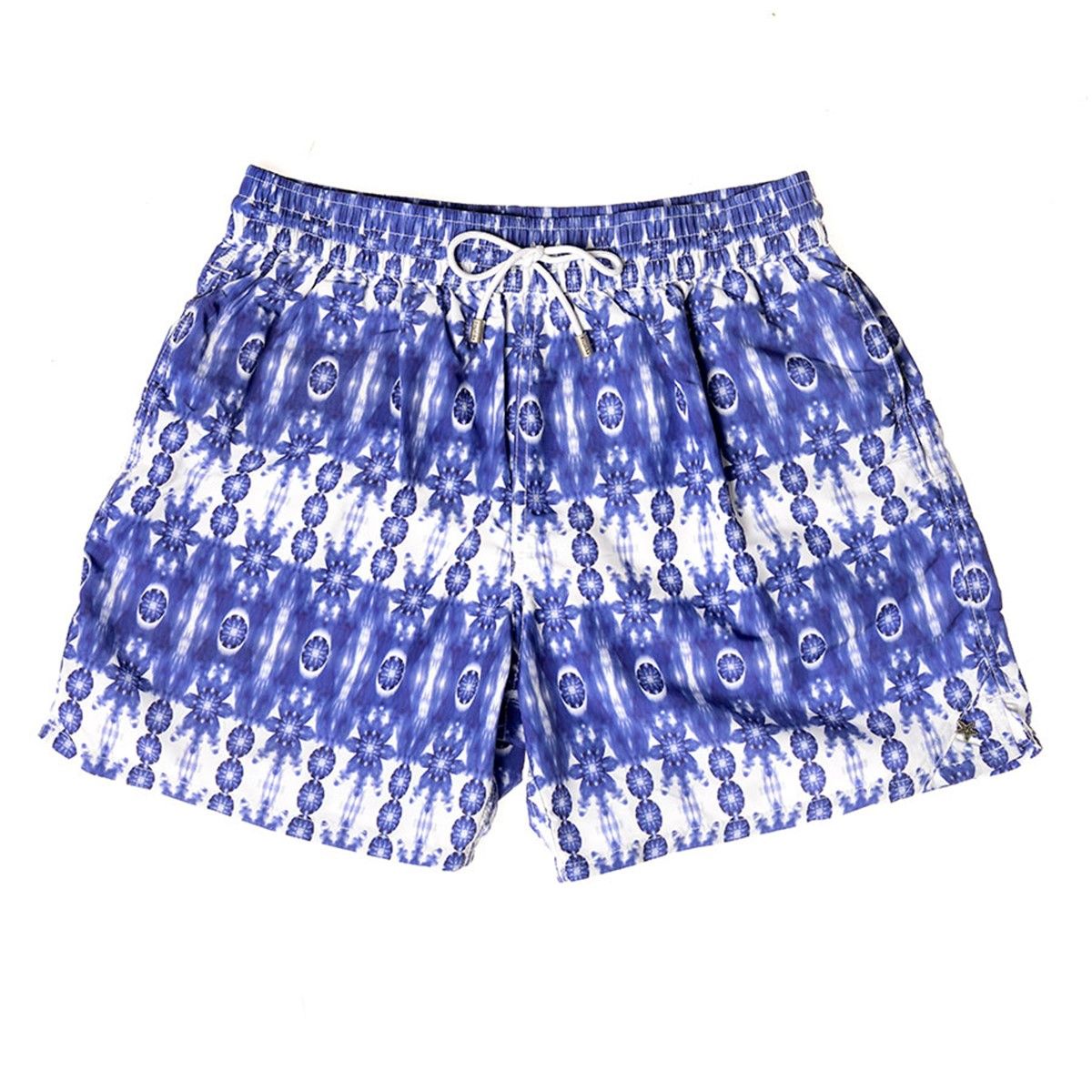 Maillot de bain motif indien bleu et blanc CALCUTTA