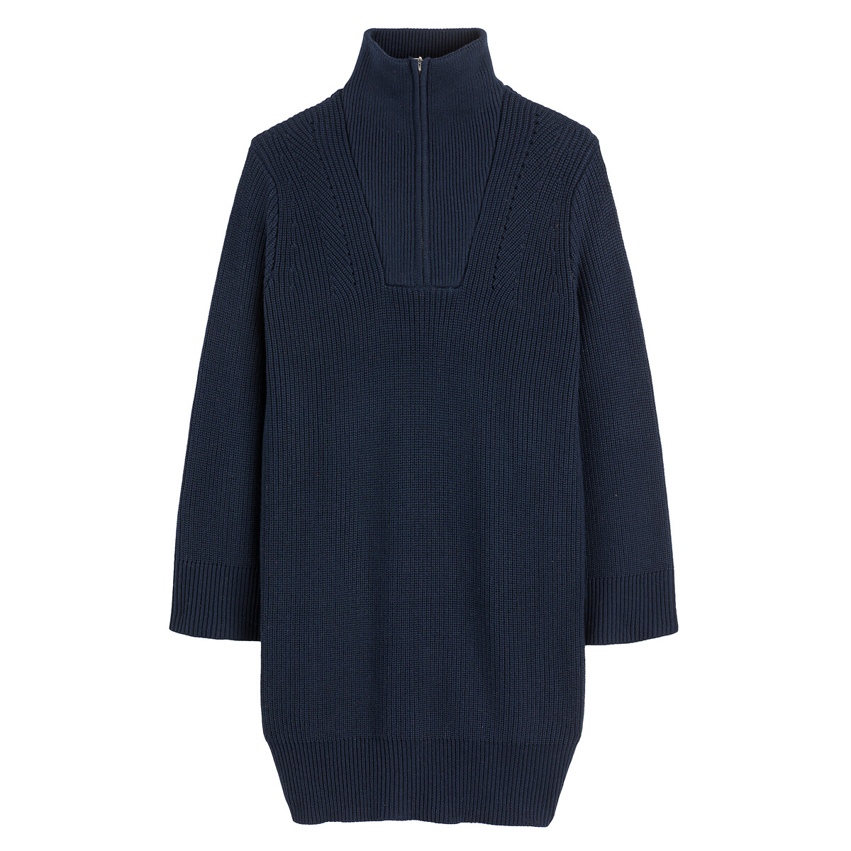 Платье-пуловер Короткое с воротником-стойкой длинные рукава XS синий LaRedoute, размер XS - фото 5