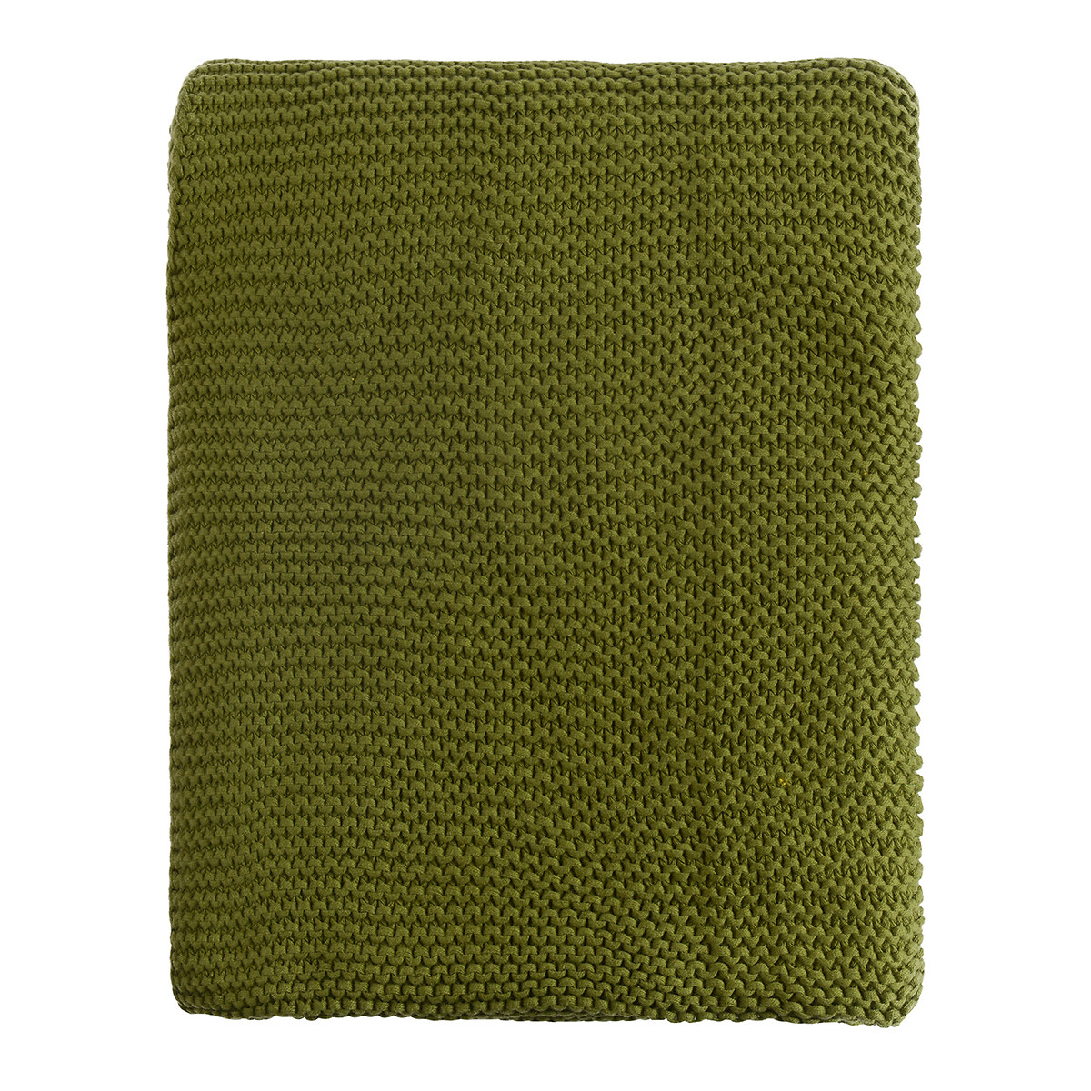 Плед Из хлопка жемчужной вязки Essential 130 x 180 см зеленый LaRedoute, размер 130 x 180 см - фото 1