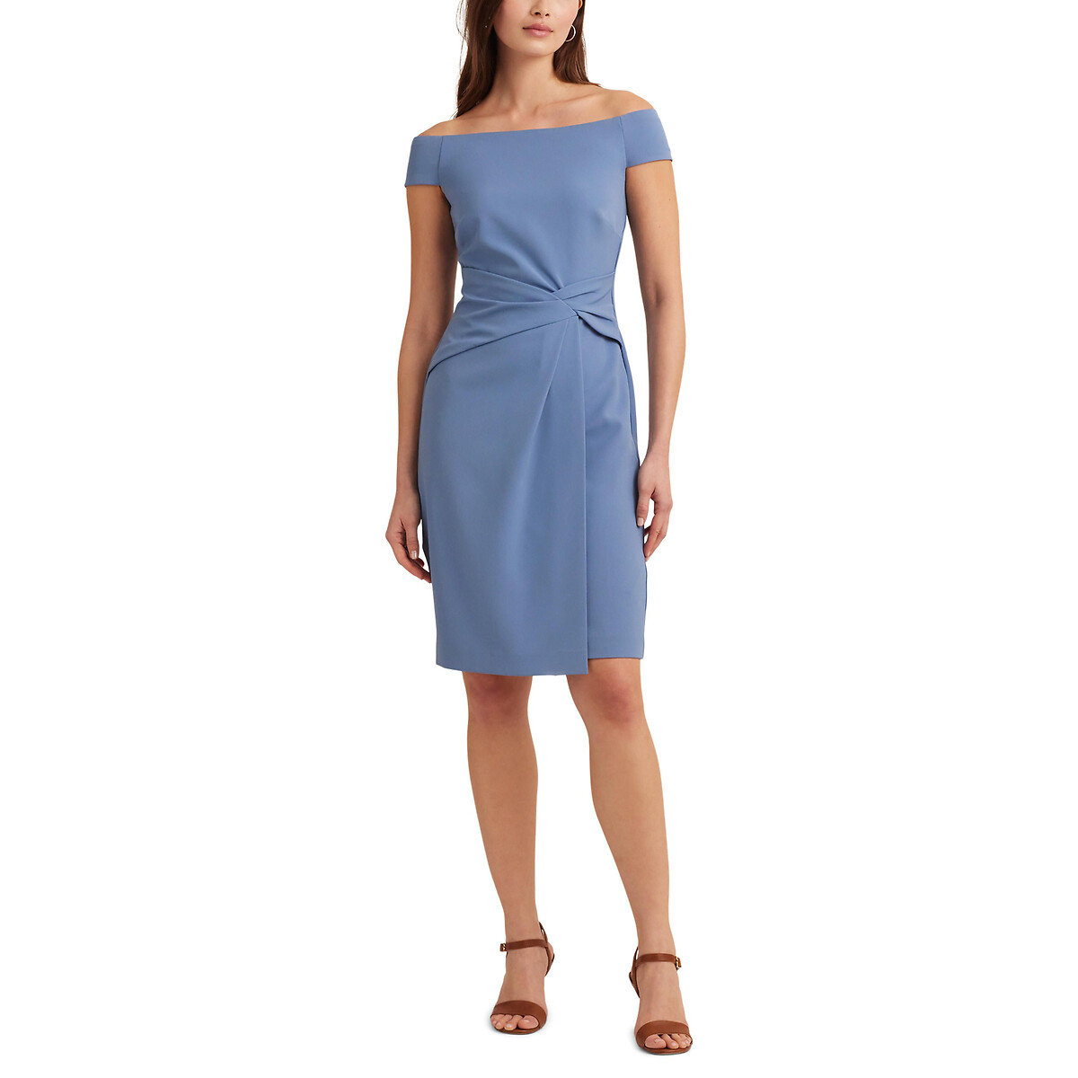 Платье коктейльное короткое с короткими рукавами SARAN  48 синий LaRedoute, размер 48 - фото 1