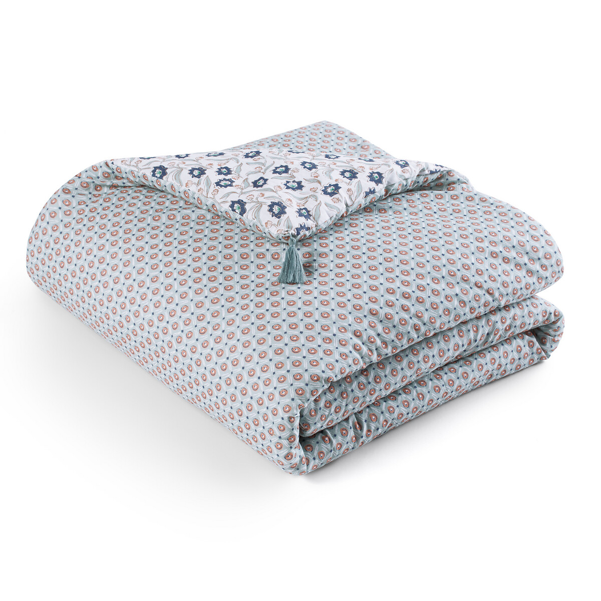 Одеяло LaRedoute С рисунком из 100 осветленного хлопка Molly 90 x 190 см синий, размер 90 x 190 см - фото 3