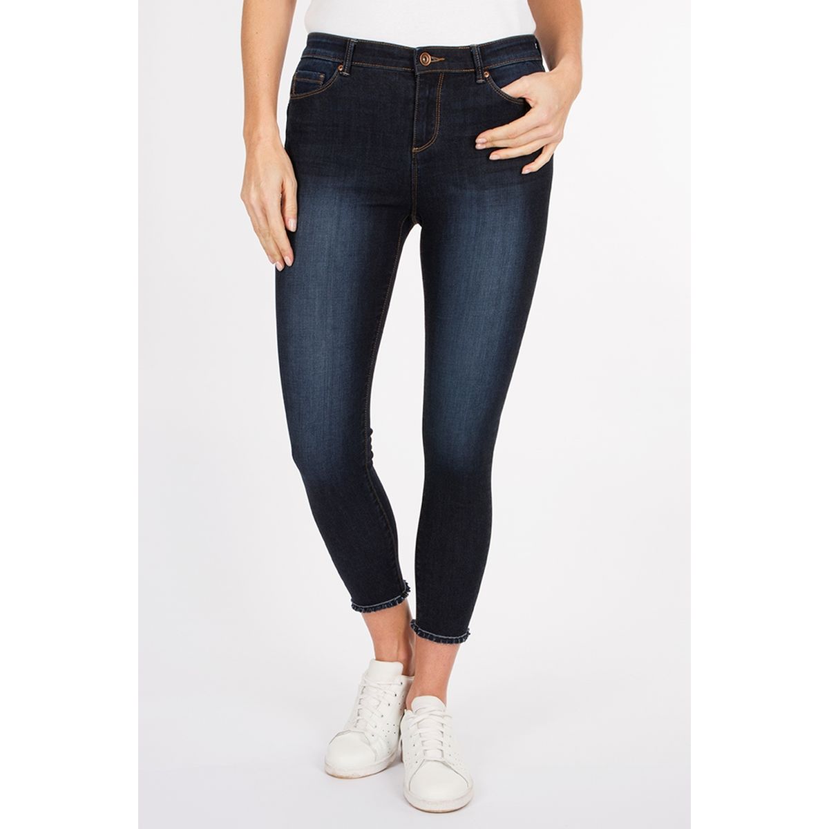Jean 7/8ème frangé