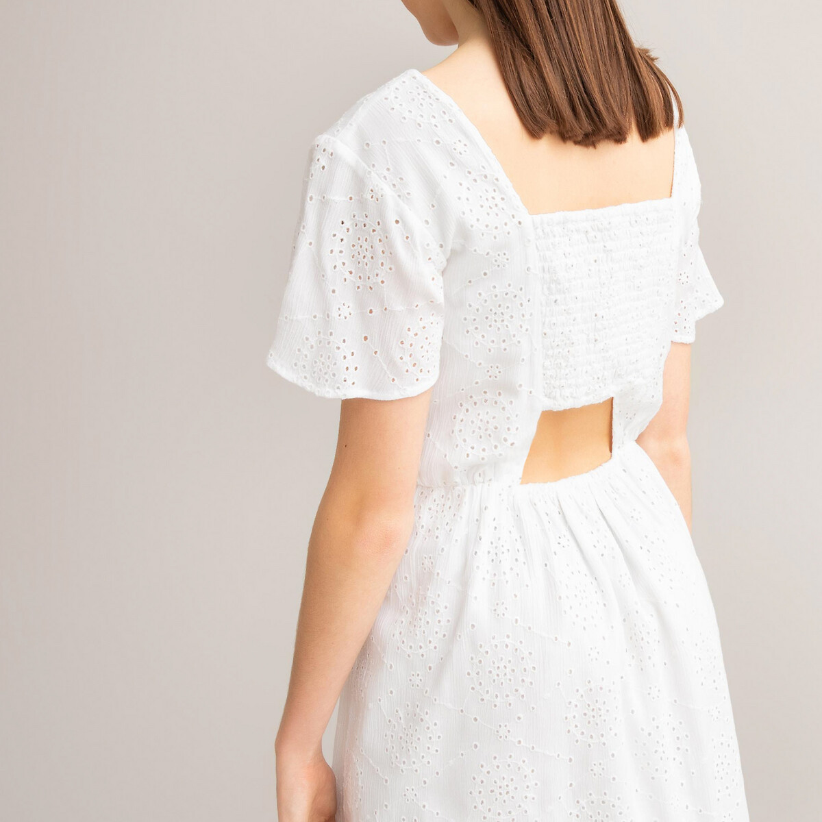 Платье LaRedoute Струящееся из английской вышивкой 10-18 лет 18 лет - 168 см белый, размер 18 лет - 168 см - фото 2