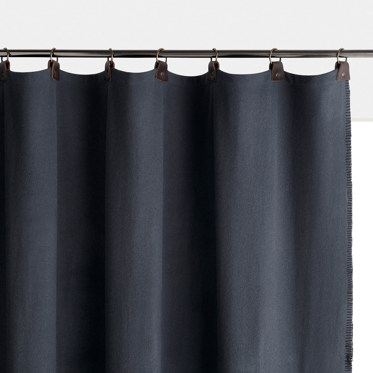 Image of Naomyt Wool Mix Single Curtain with Leather Tabs