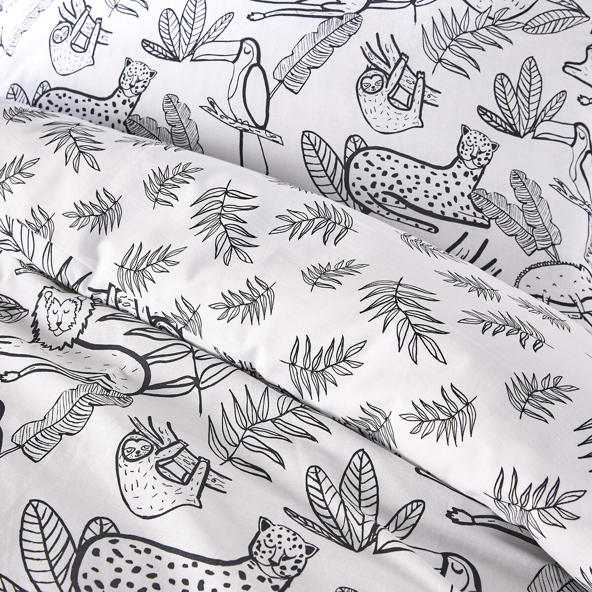 Пододеяльник LA REDOUTE INTERIEURS Из хлопковой ткани Sweet Jungle 140 x 200 см белый, размер 140 x 200 см - фото 2