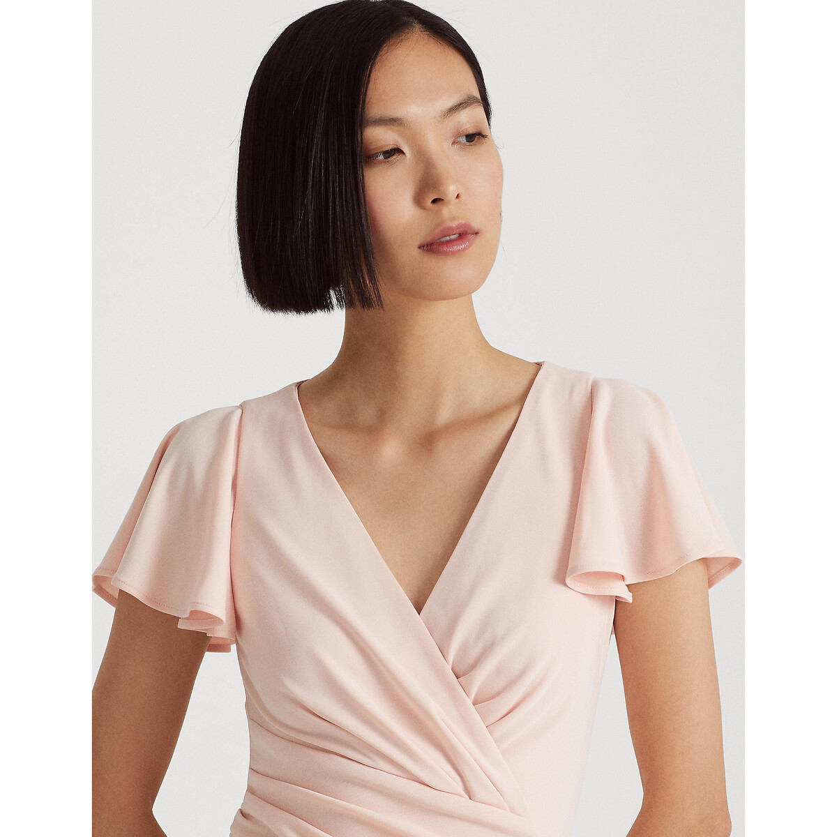 Платье-миди С запахом короткие рукава 42 розовый LaRedoute, размер 42 - фото 2