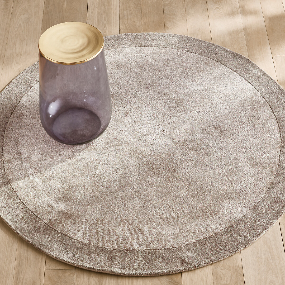 Ковер Из Тенселя круглый сотканный вручную Burada диаметр 160 см серый