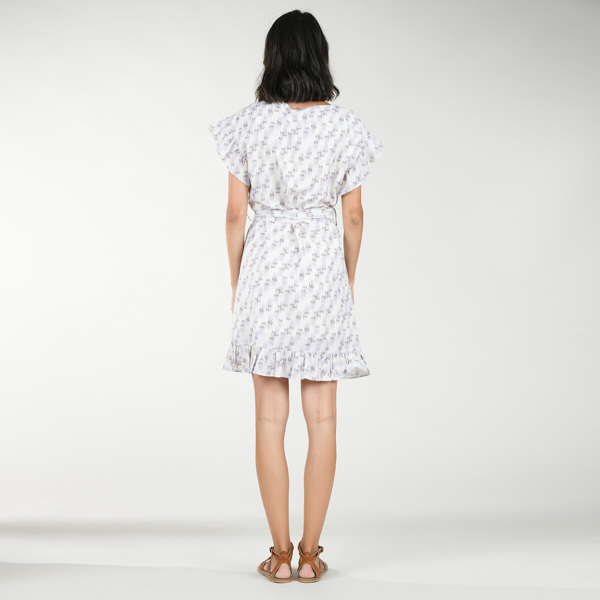 Платье LaRedoute Короткое с запахом и принтом с ремешком XL белый, размер XL - фото 3