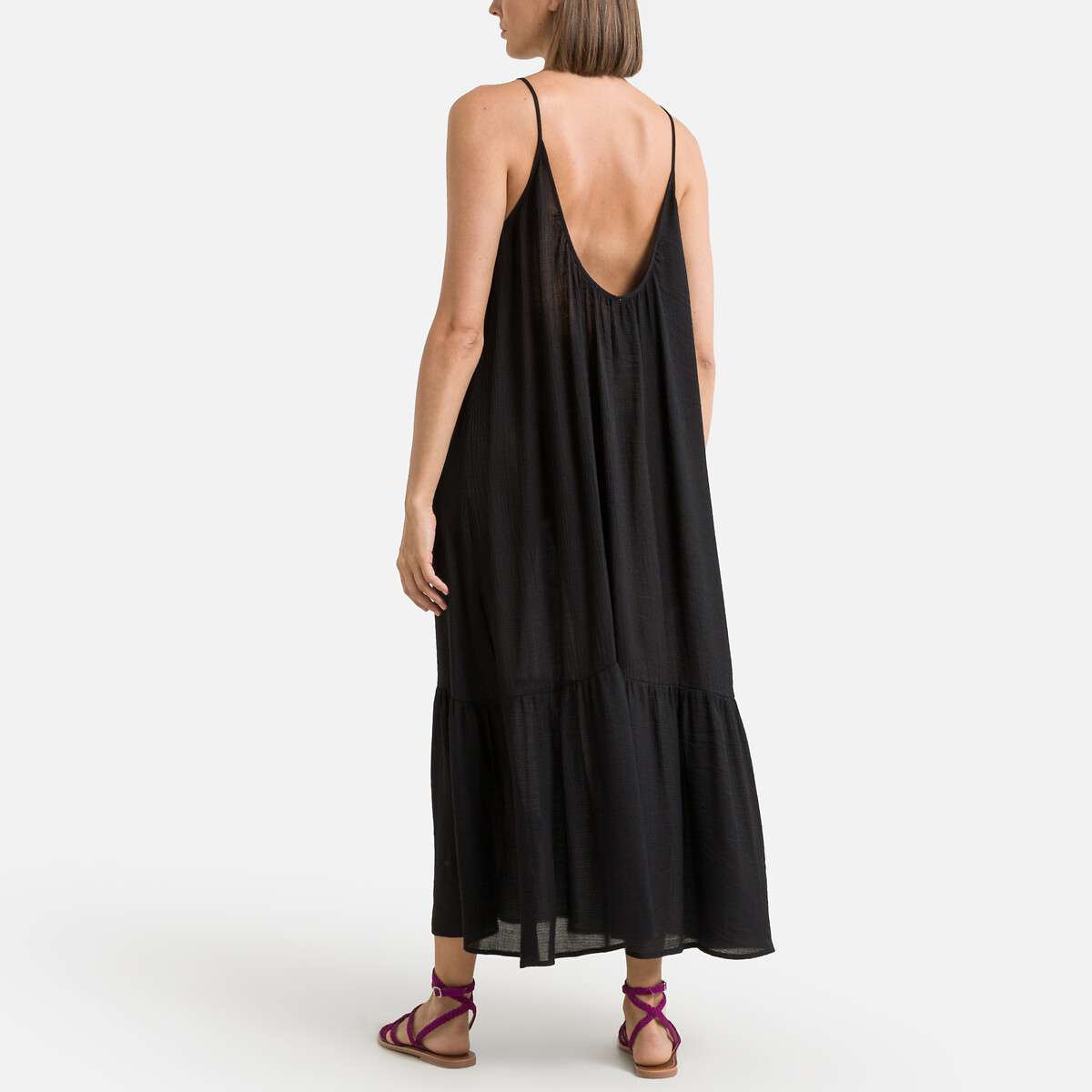Платье Длинное с тонкими бретелями 3(L) черный LaRedoute, размер 3(L) Платье Длинное с тонкими бретелями 3(L) черный - фото 4