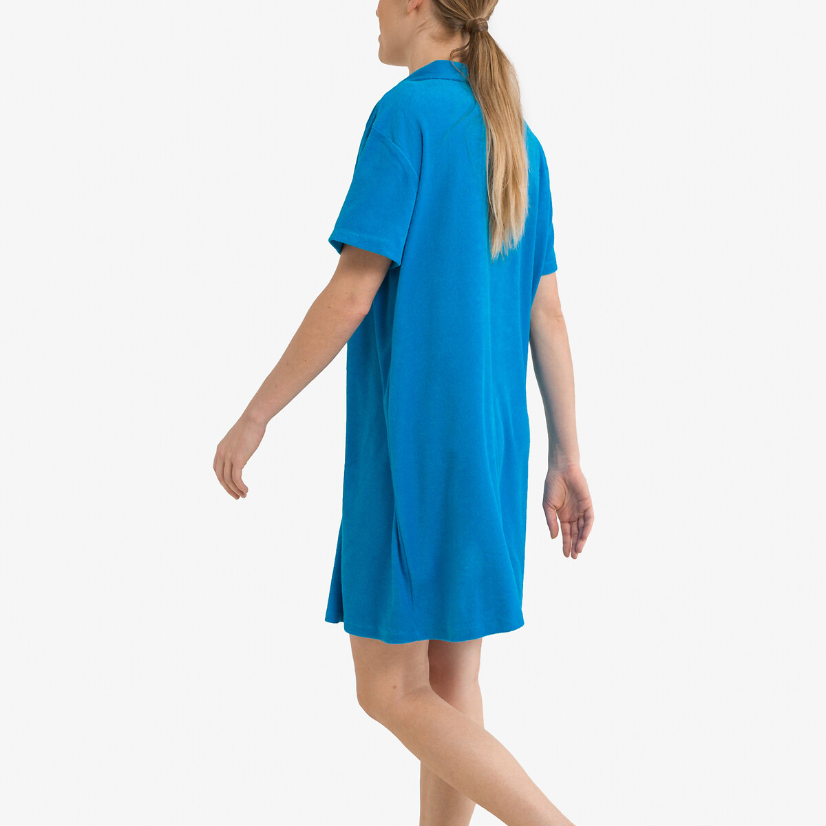 Платье-рубашка Из махрового трикотажа S синий LaRedoute, размер S - фото 4