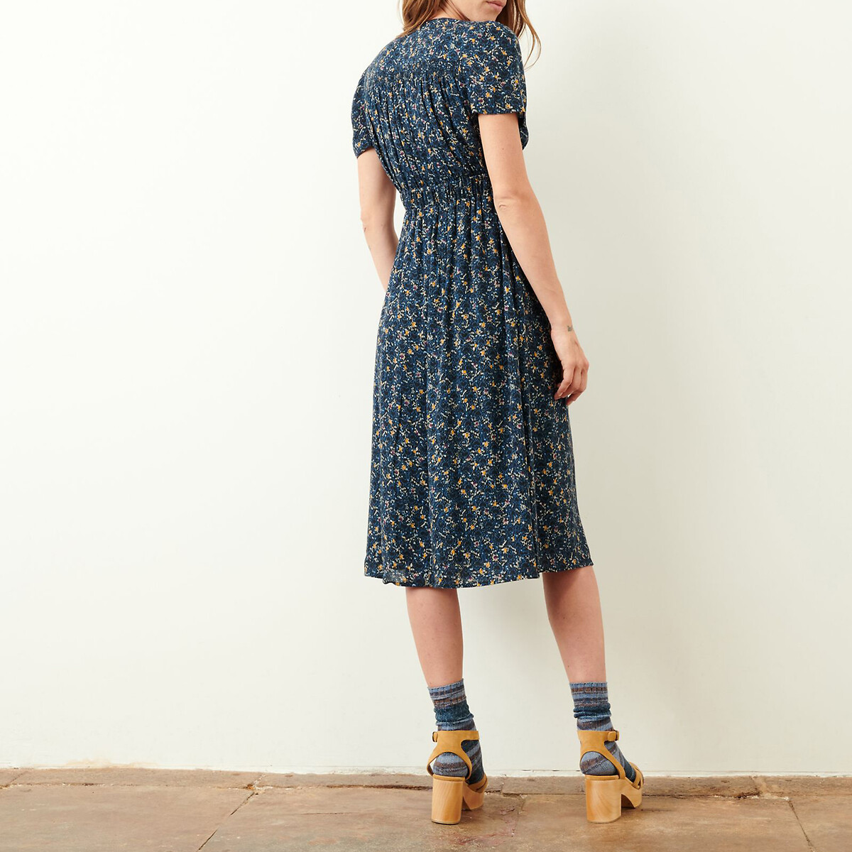 Платье SESSUN С принтом на пуговицах и короткими рукавами ISTANA XS синий, размер XS - фото 4