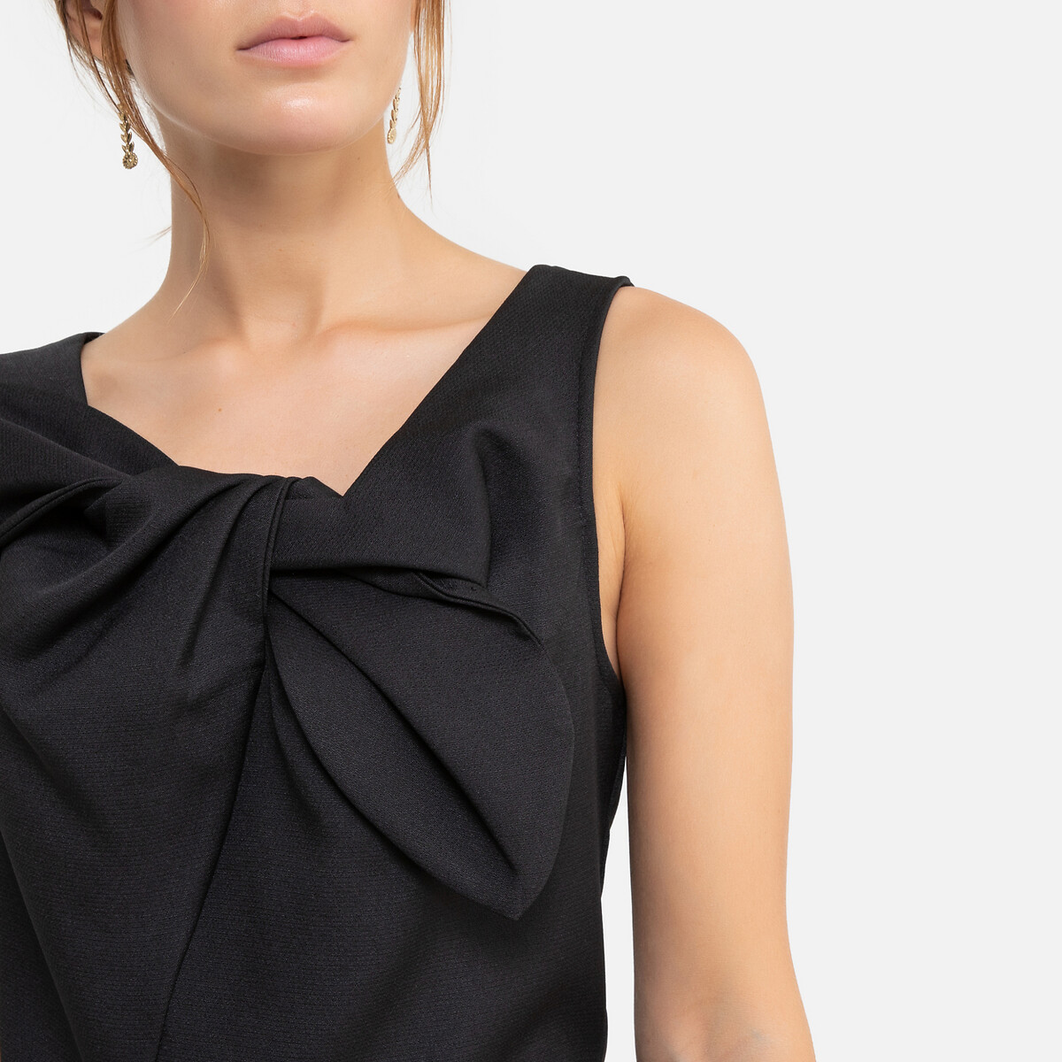 Платье La Redoute Короткое расклешенное бантик спереди XS черный, размер XS - фото 3